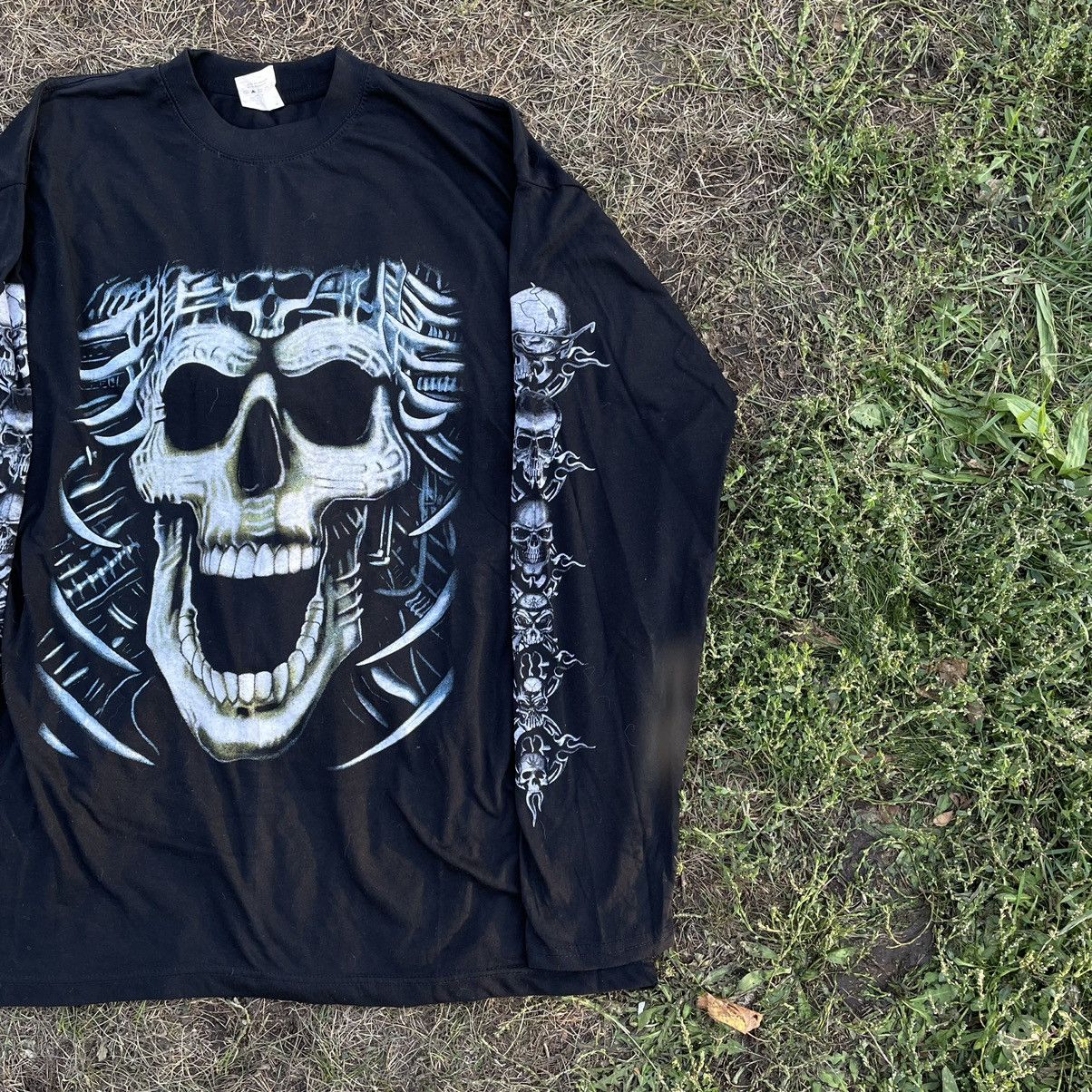 Vintage Vintage 90s Skull Graphic Tee Dark Horror Grunge Streetwear Size US XL / EU 56 / 4 - 3 Thumbnail