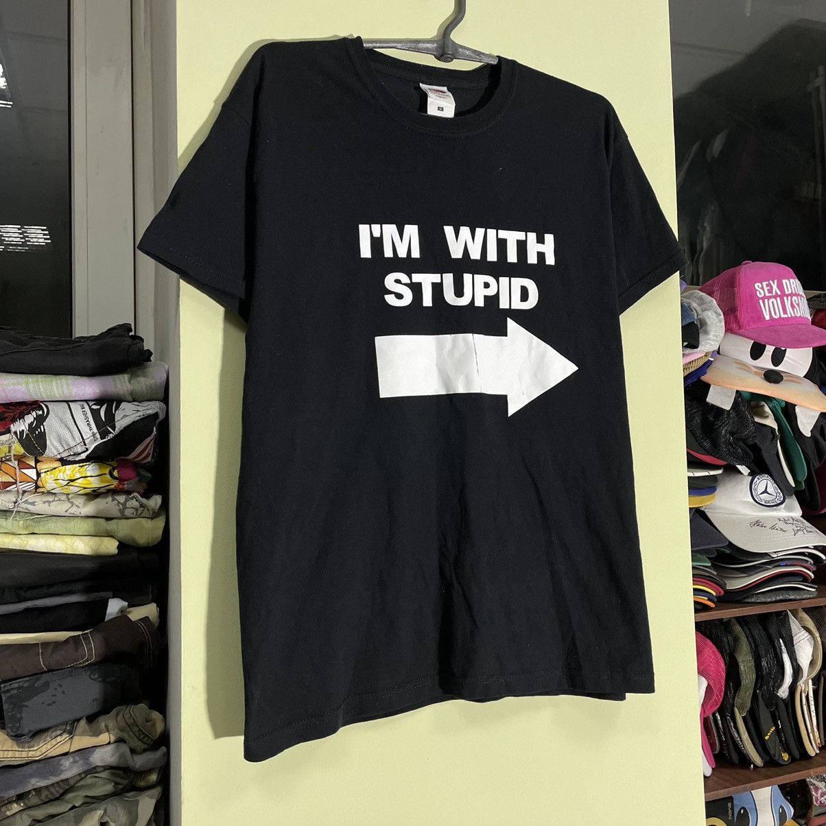Vintage Vintage 90s Graphic Tee Im With Stupid Humor Skate Grunge M Size US M / EU 48-50 / 2 - 3 Thumbnail