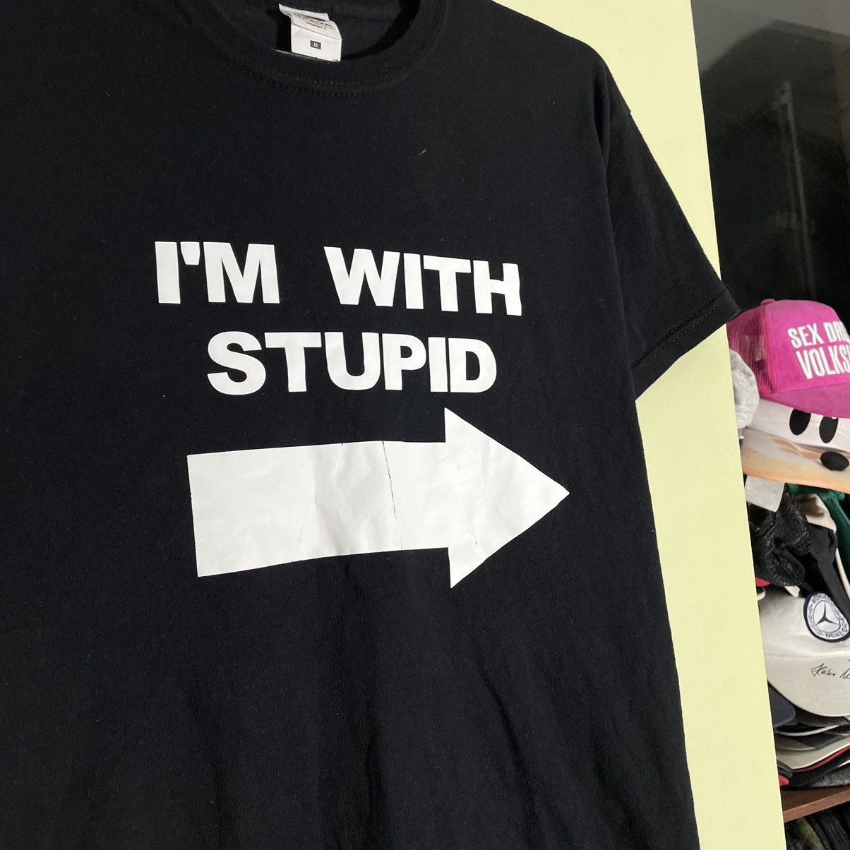 Vintage Vintage 90s Graphic Tee Im With Stupid Humor Skate Grunge M Size US M / EU 48-50 / 2 - 5 Thumbnail