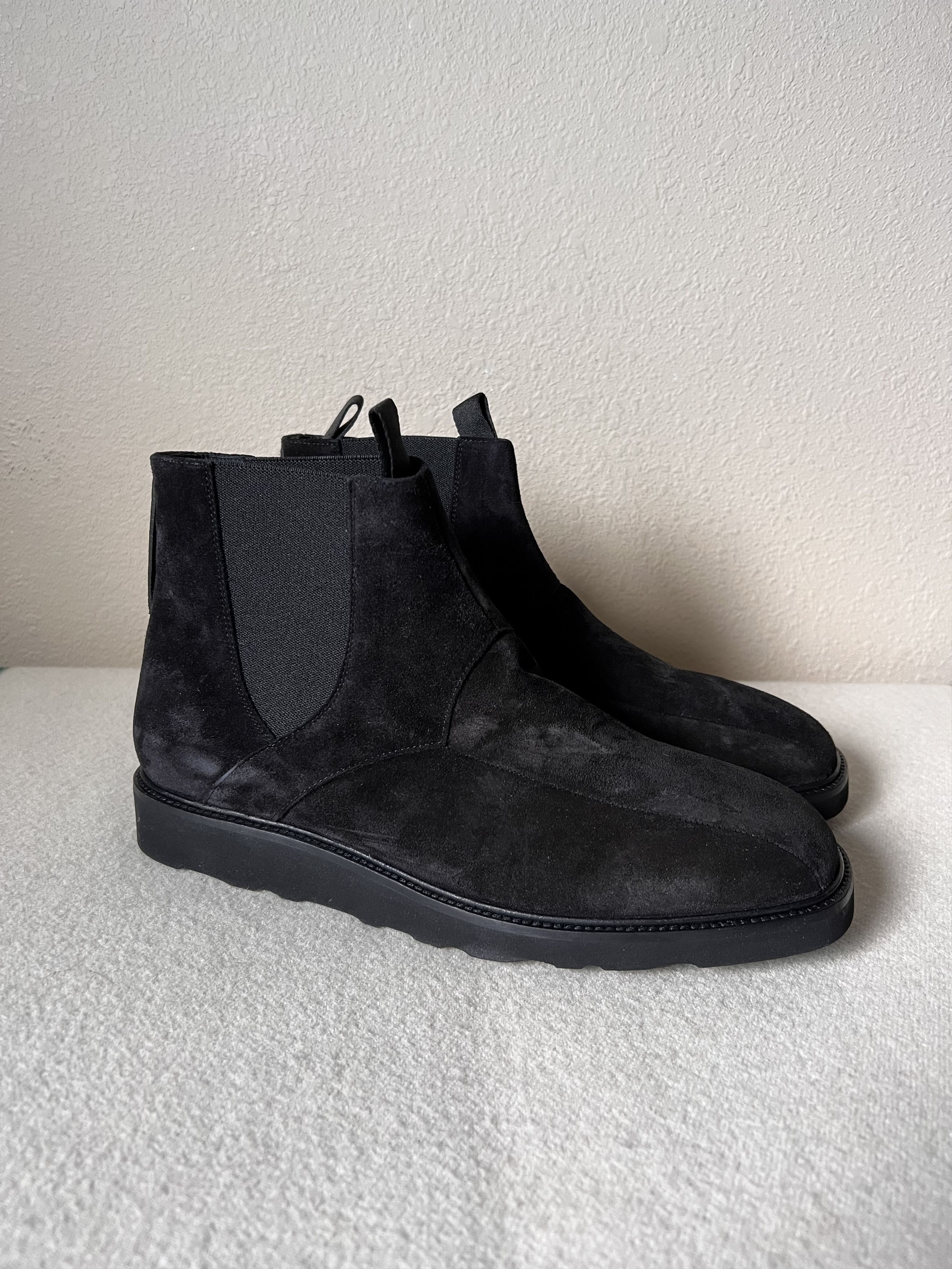 image of Needles Square Toe Suede Chelsea Boots In Black, Men's (Size 10)