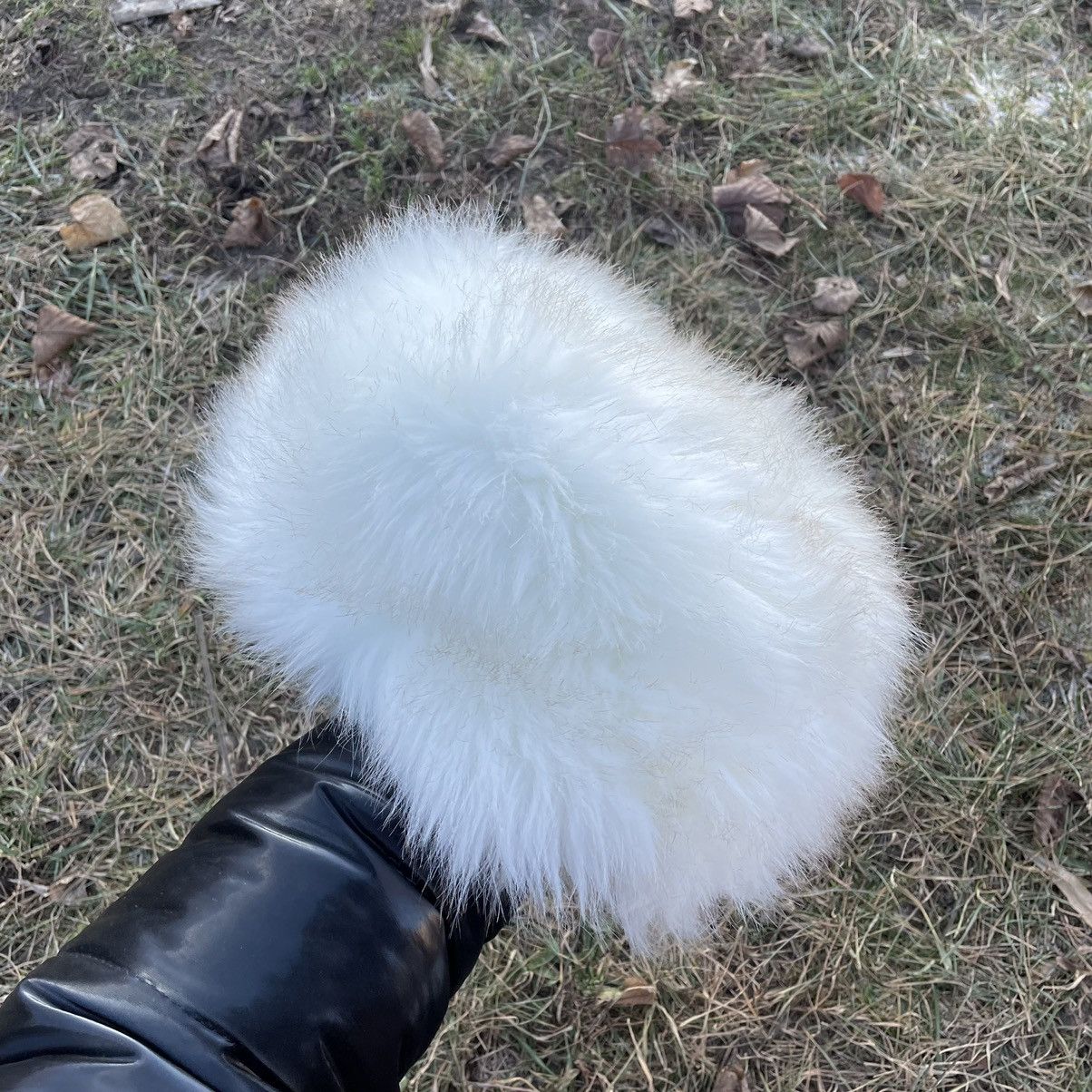 Vintage Vintage 90s Fluffy White Faux Fur Beanie Hat Emo Goth OS Size ONE SIZE - 5 Thumbnail