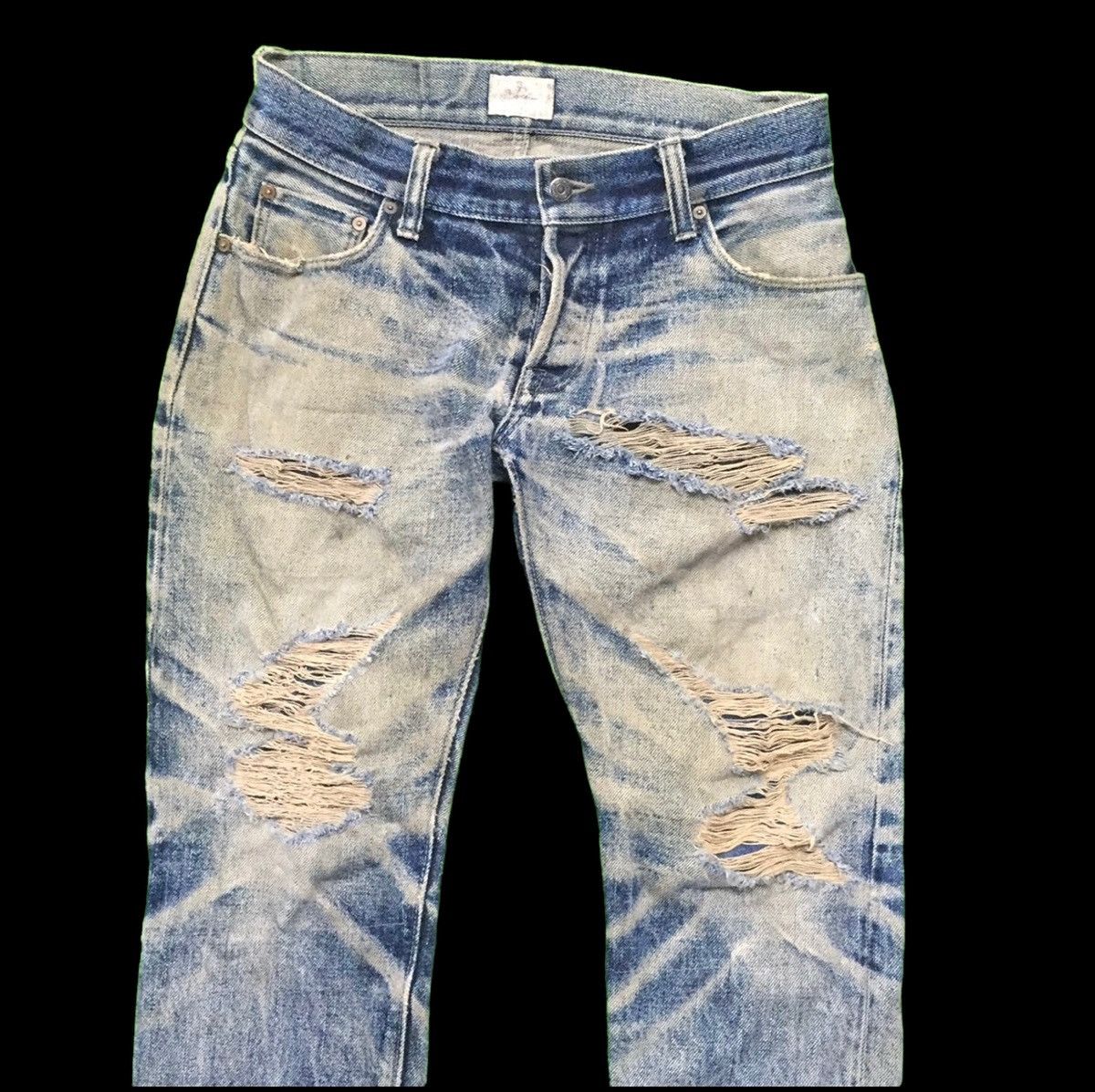 Japanese Brand Vintage Secret Jeans Denim👖 Distressed Rip Jeans 🇯🇵 Size US 34 / EU 50 - 3 Thumbnail