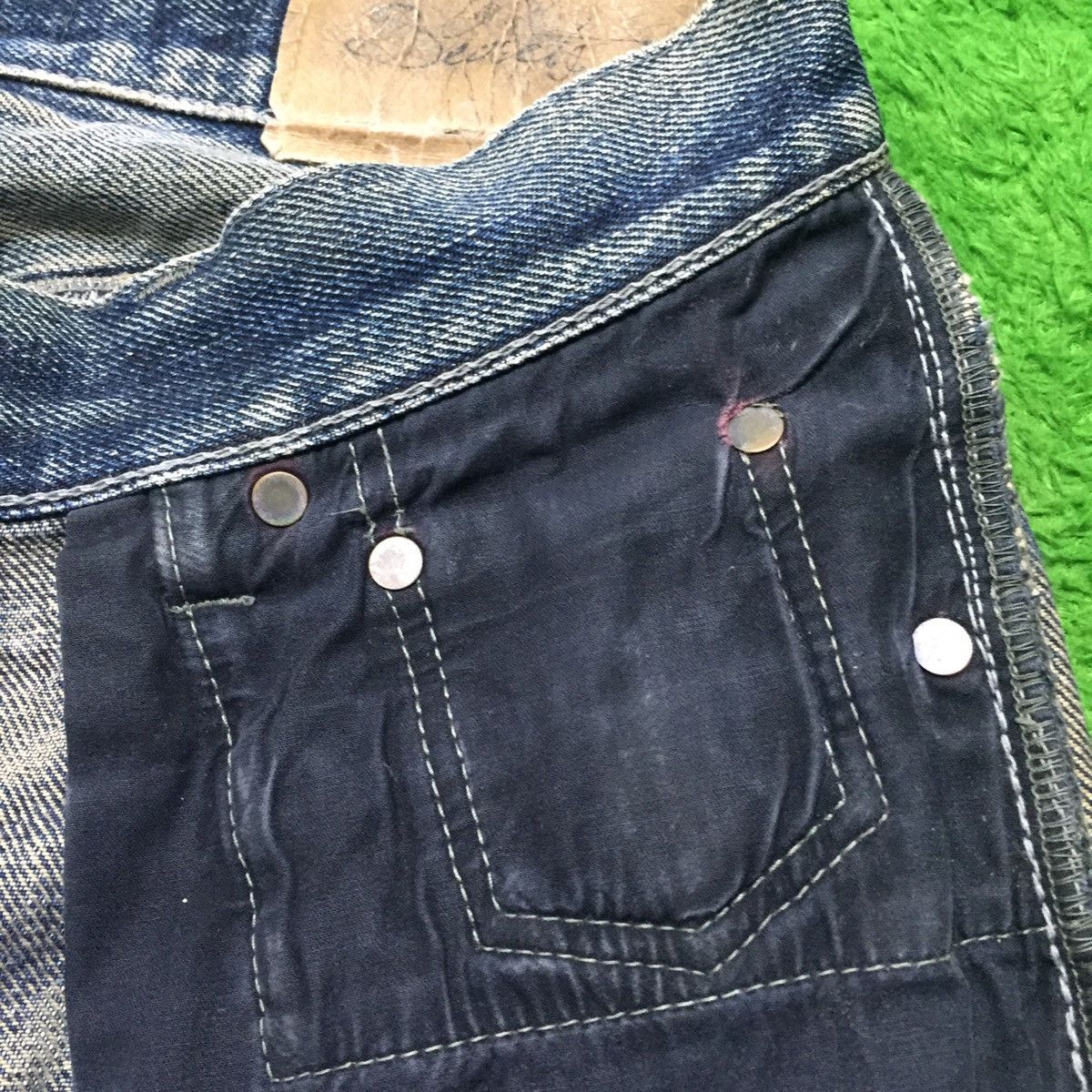 Japanese Brand Vintage Secret Jeans Denim👖 Distressed Rip Jeans 🇯🇵 Size US 34 / EU 50 - 13 Thumbnail