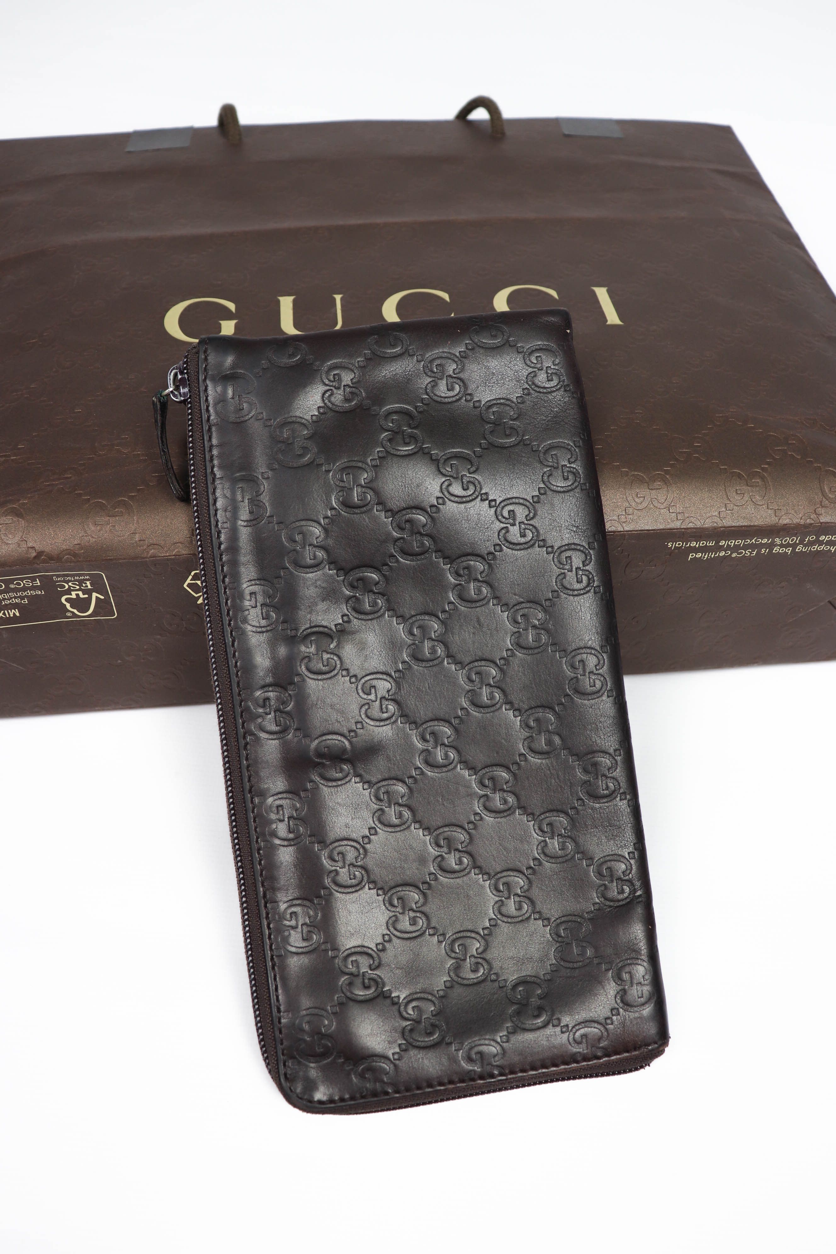 Gucci Gucci GG Monogram Guccissima Leather Long Zip Pouch Wallet Size ONE SIZE - 1 Thumbnail