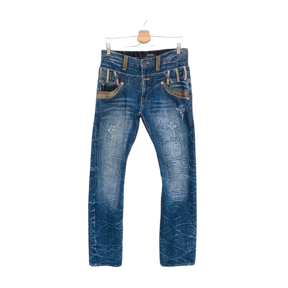Japanese Brand Rare Love Rock by Dominate handcraft double waist jean Size US 31 - 2 Thumbnail
