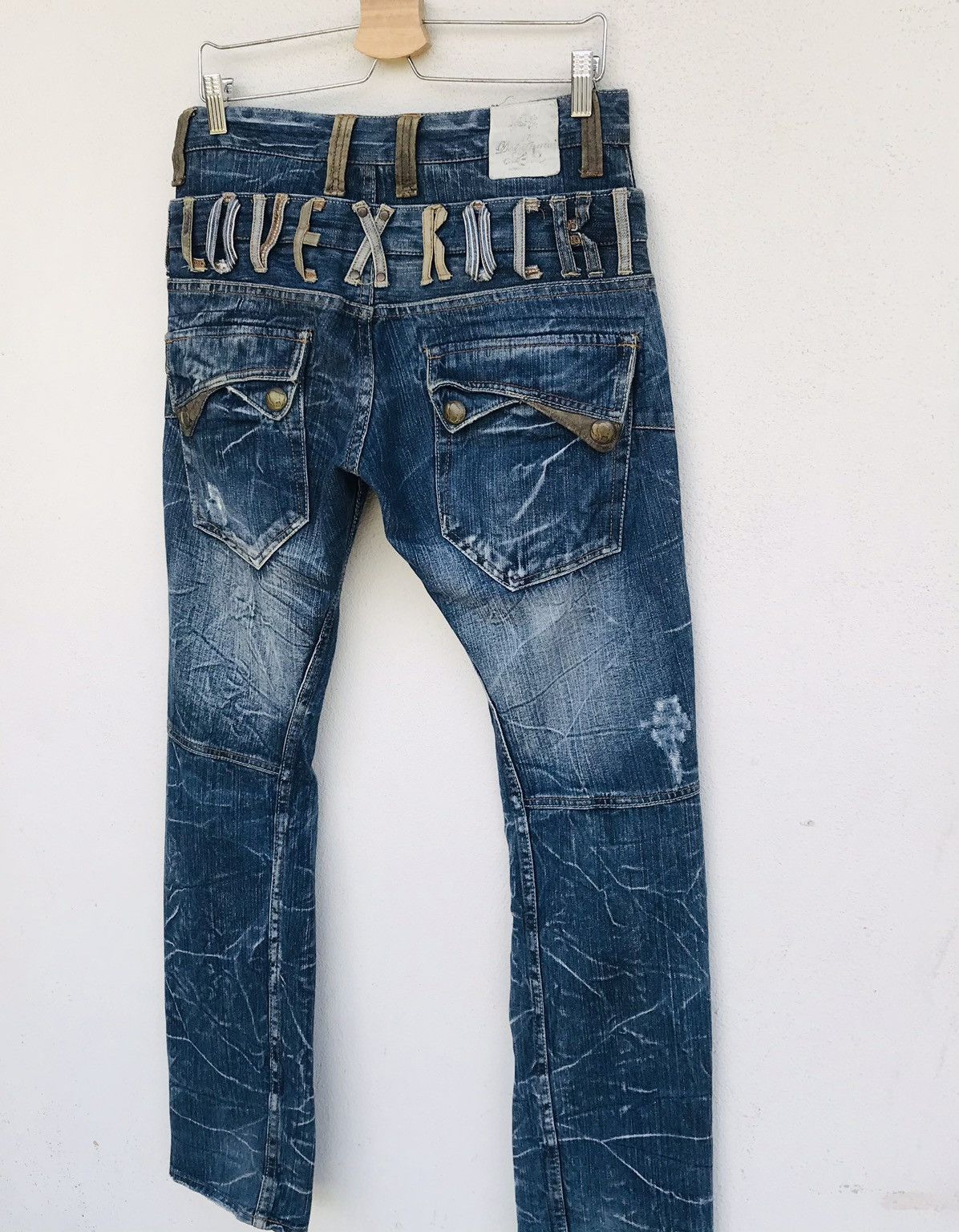 Japanese Brand Rare Love Rock by Dominate handcraft double waist jean Size US 31 - 12 Thumbnail