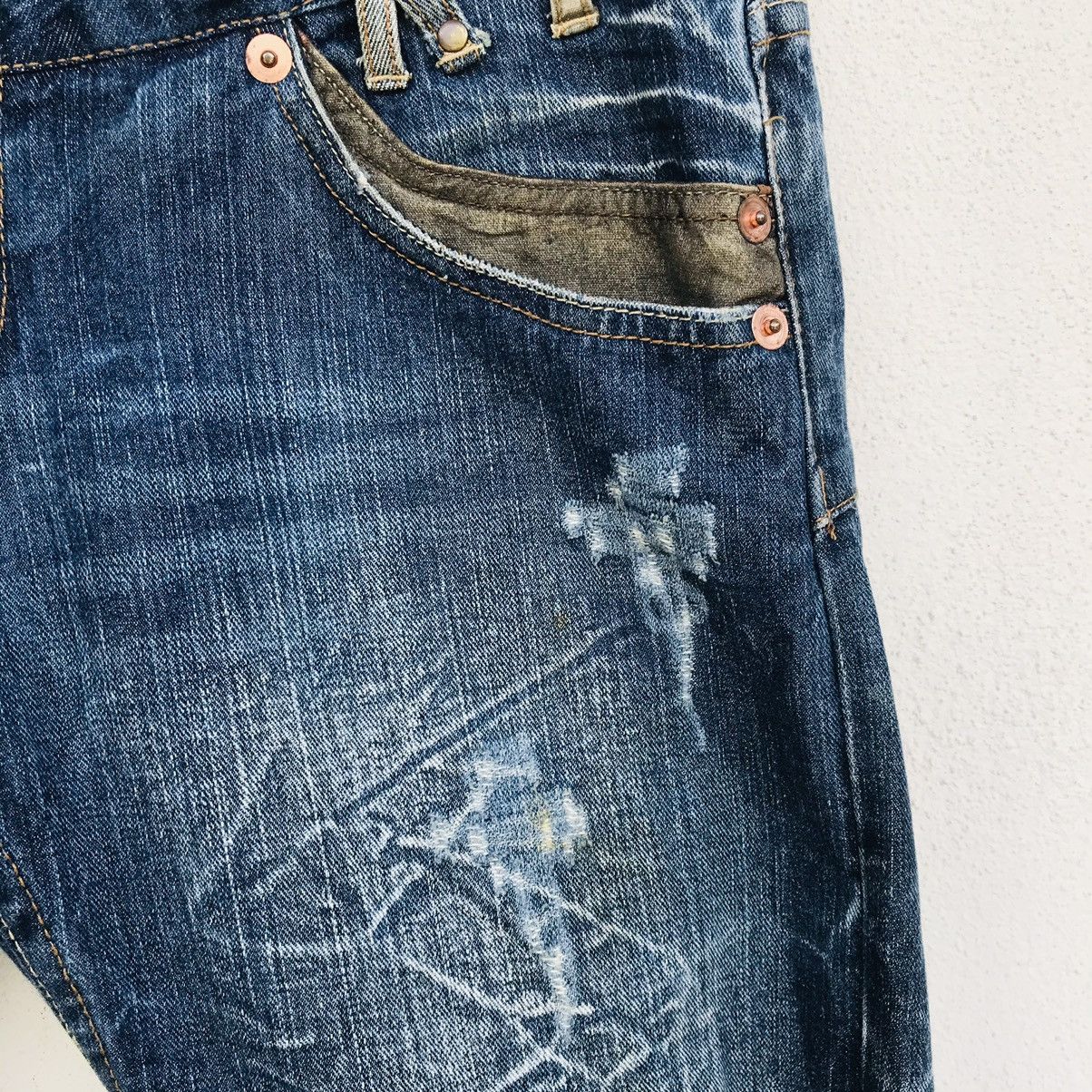 Japanese Brand Rare Love Rock by Dominate handcraft double waist jean Size US 31 - 8 Thumbnail
