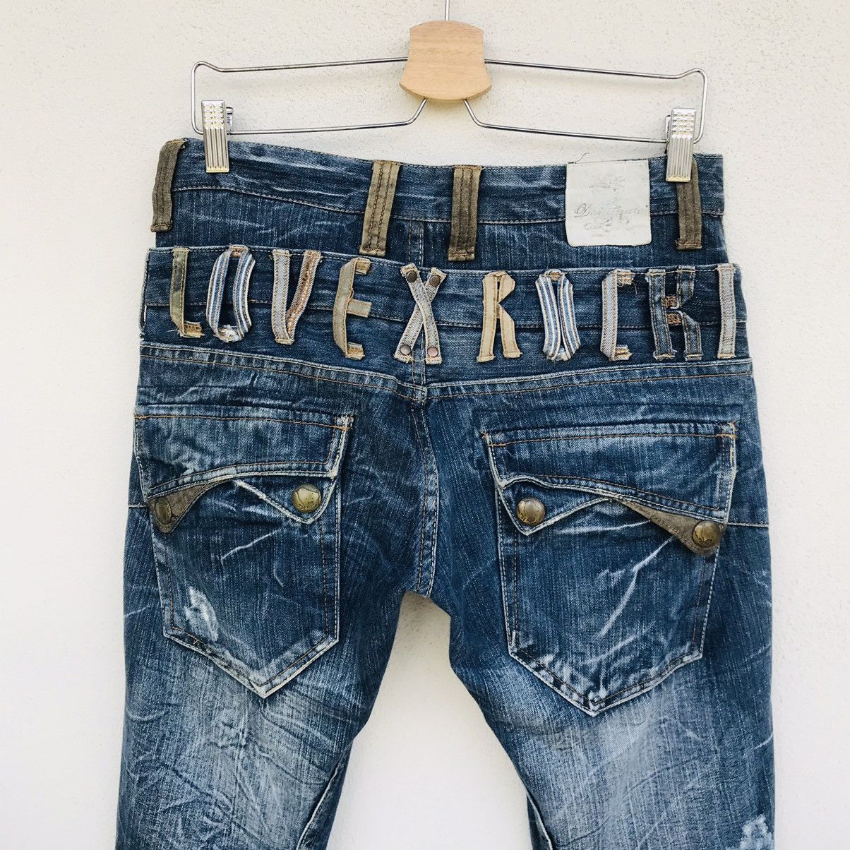 Japanese Brand Rare Love Rock by Dominate handcraft double waist jean Size US 31 - 13 Thumbnail