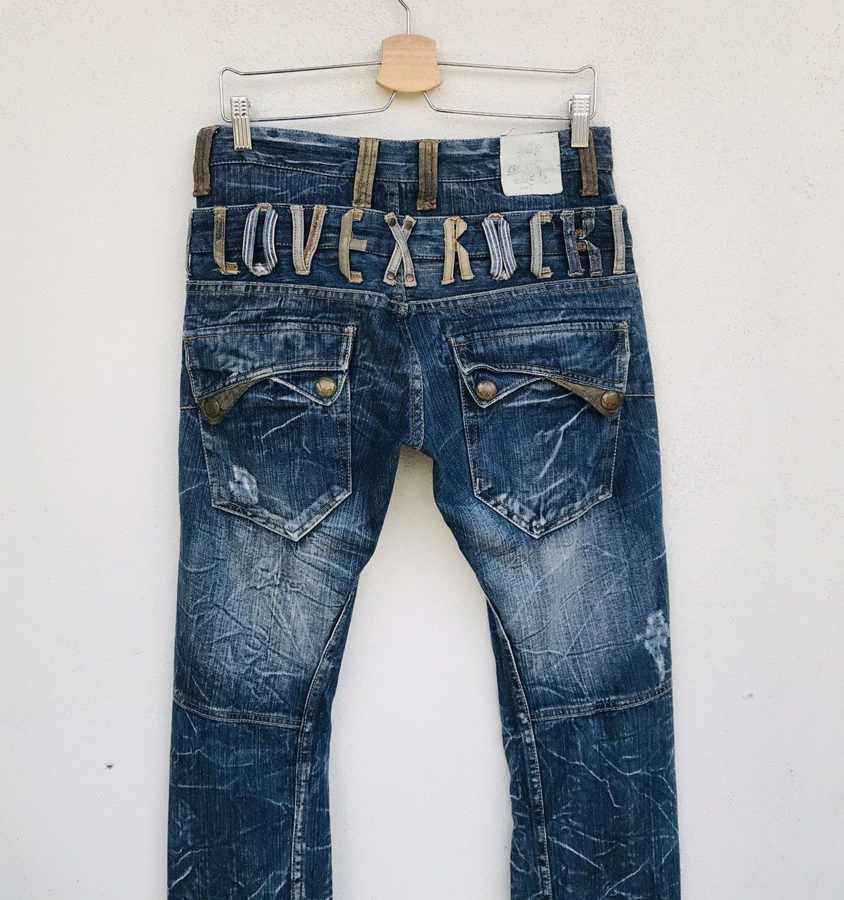 Japanese Brand Rare Love Rock by Dominate handcraft double waist jean Size US 31 - 11 Thumbnail