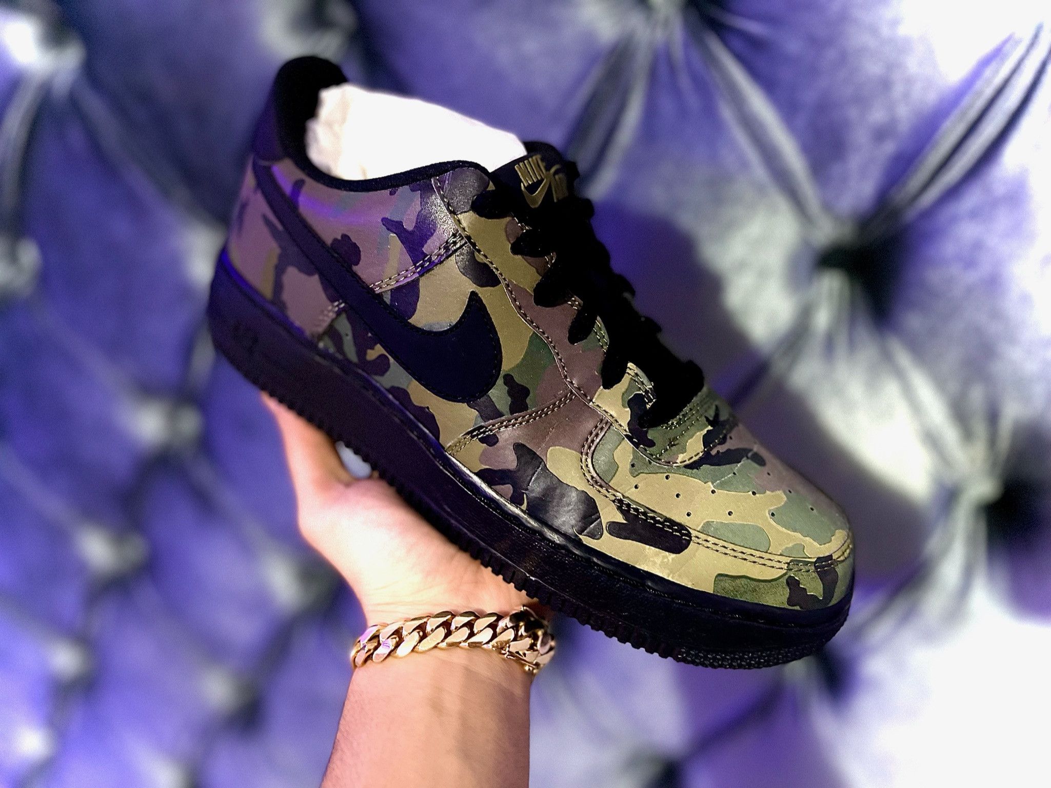image of Nike Air Force 1 Lv8 Gs 3M Reflective Camo Shoes, Men's (Size 7)