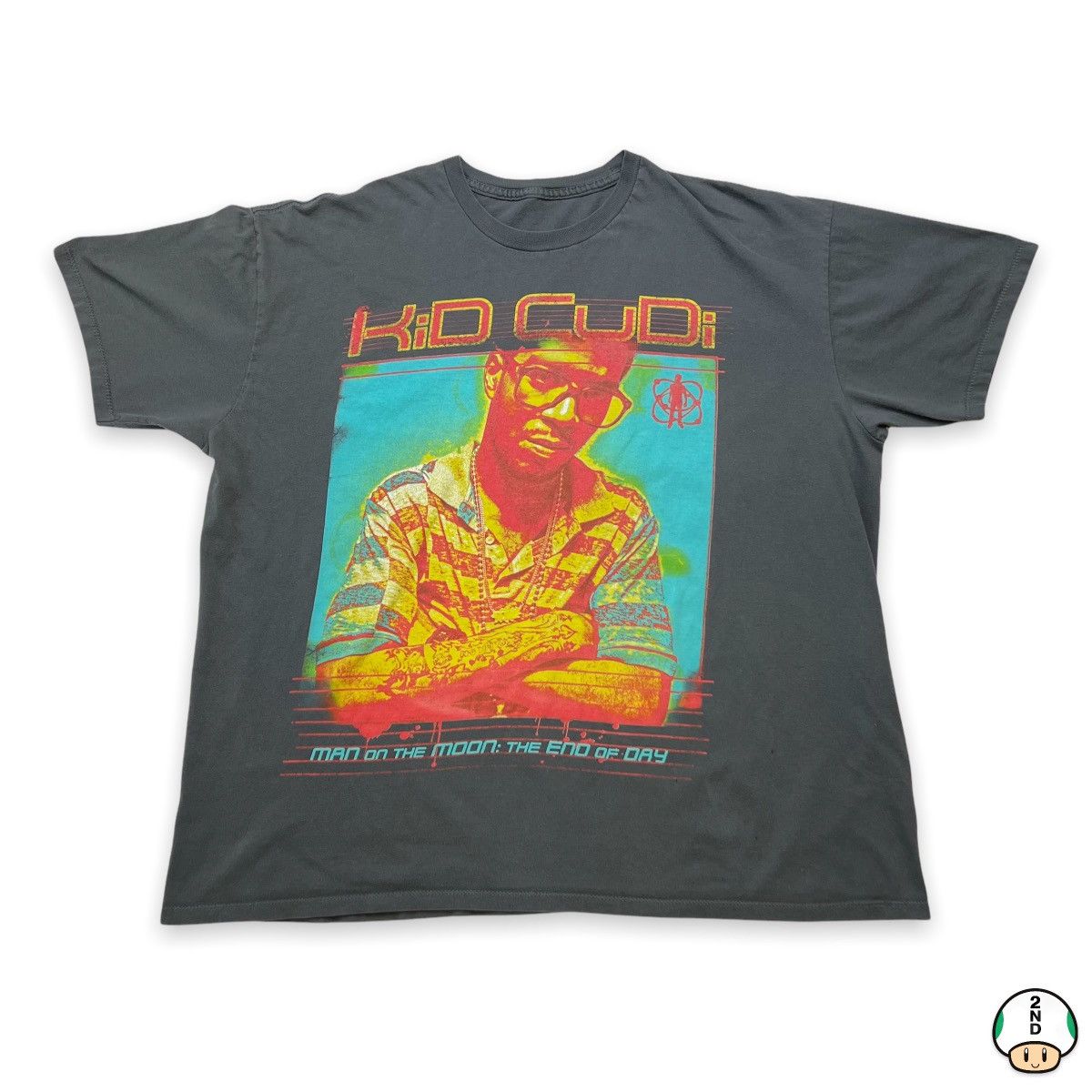 image of Vintage 2009 Kid Cudi Man On The Moon End Of Day Rap Tee in Grey (Size Large)