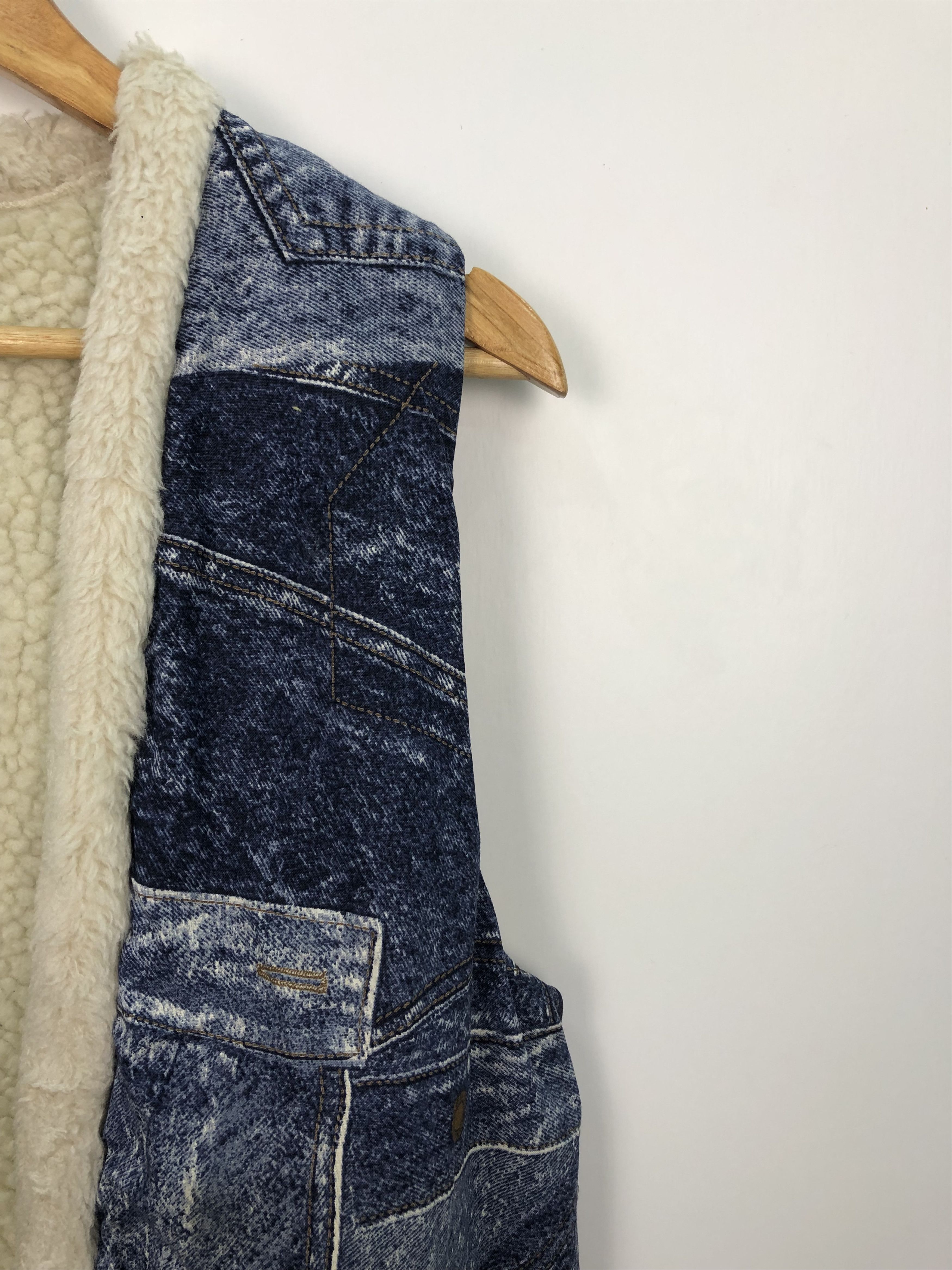Japanese Brand Vintage Japanese Sheepskin Vest Denim J0229 Size 36R - 5 Thumbnail