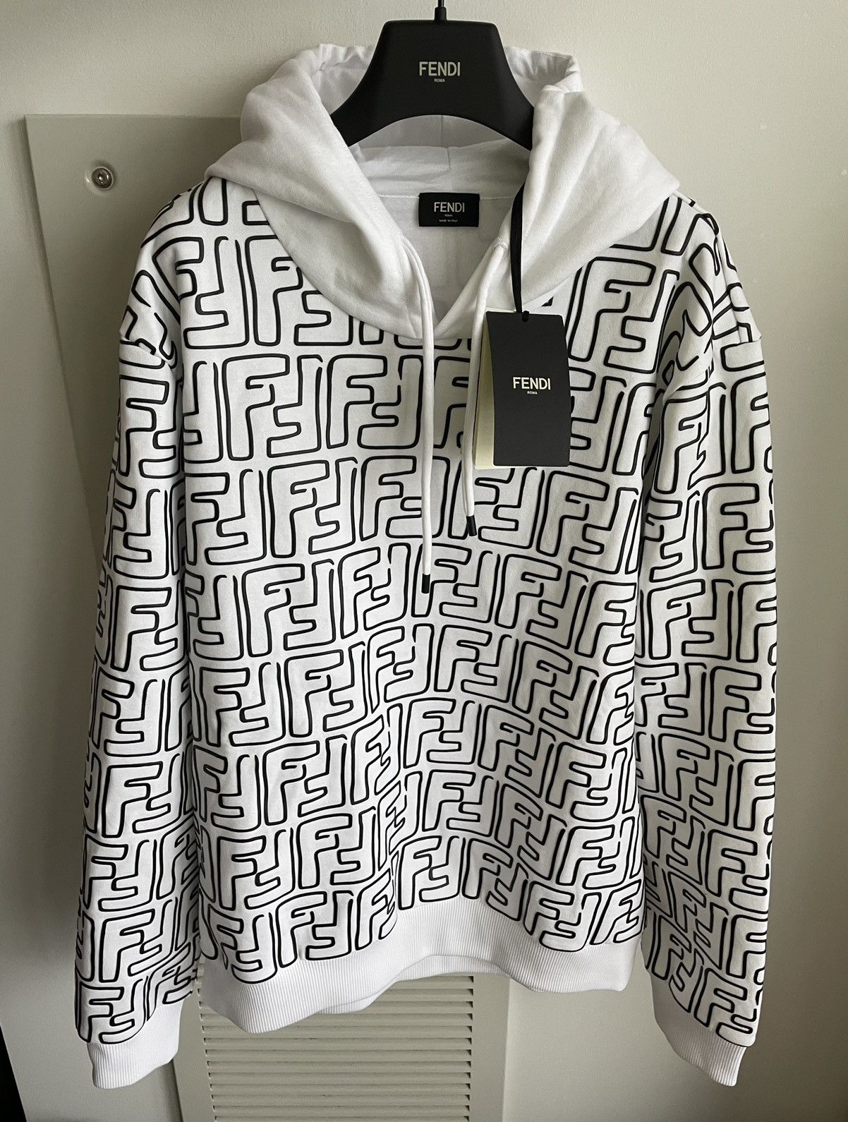 image of Super Runway Fendi x Joshua Vides Ff Hoodie in Black/White, Women's (Size 2XL)