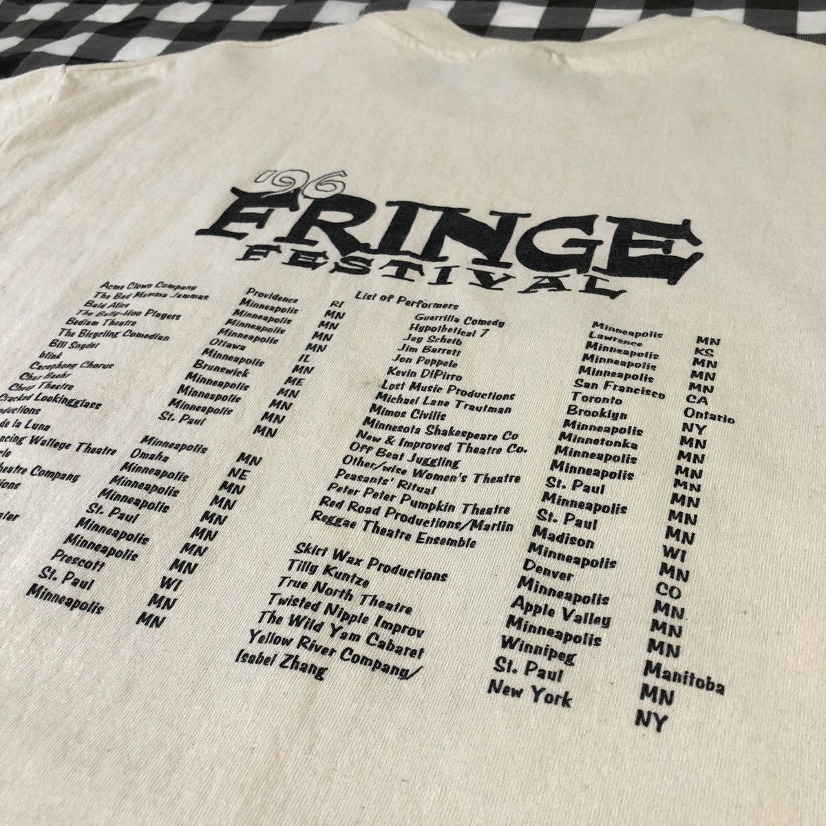 Hanes × Vintage Fringe Festival Minnesota Vintage 1996 Beige T shirt Size US L / EU 52-54 / 3 - 6 Thumbnail