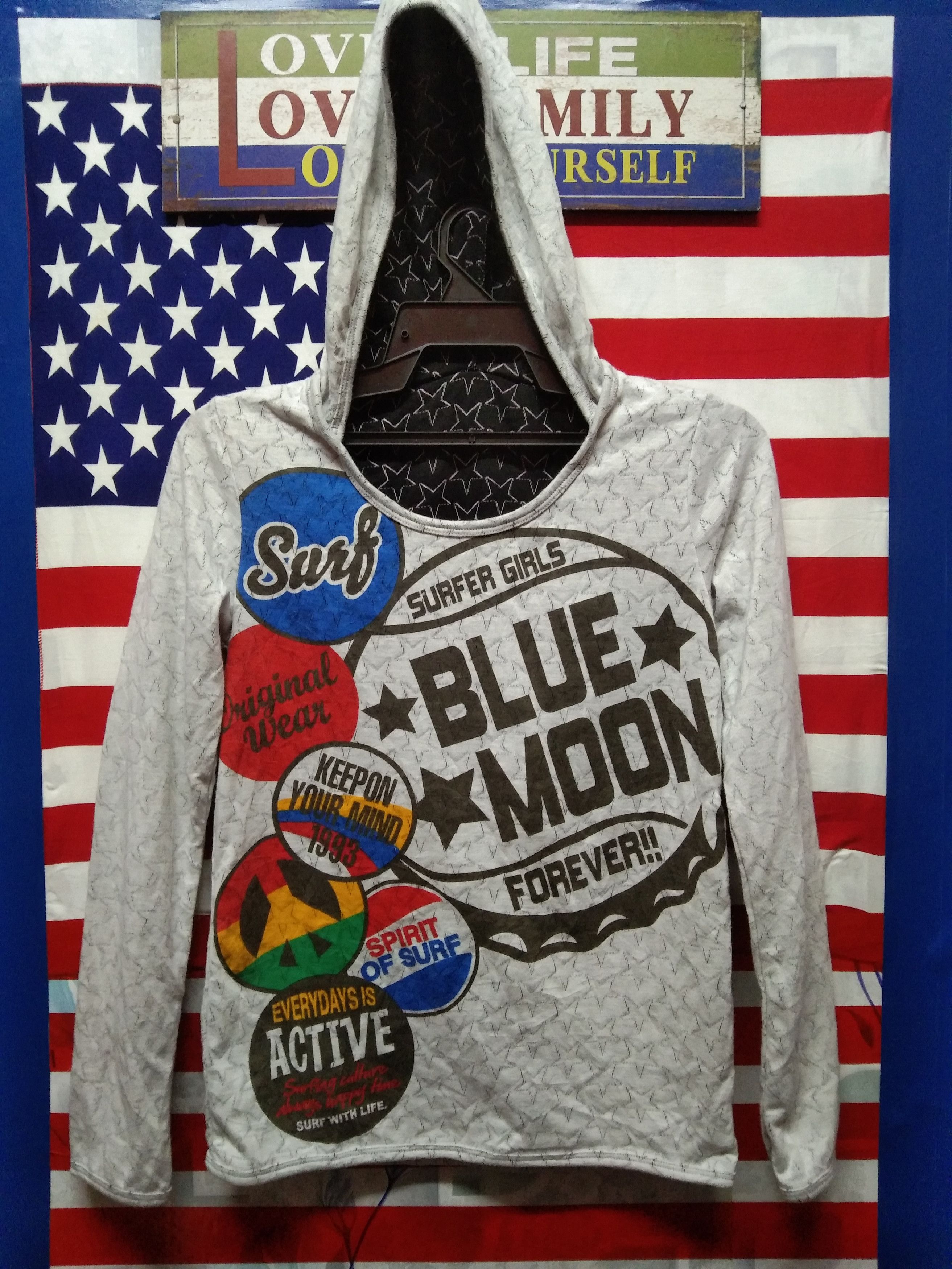 image of Surf Style Blue Moon Surfer Girls Hoodie (Xs) in Grey, Women's