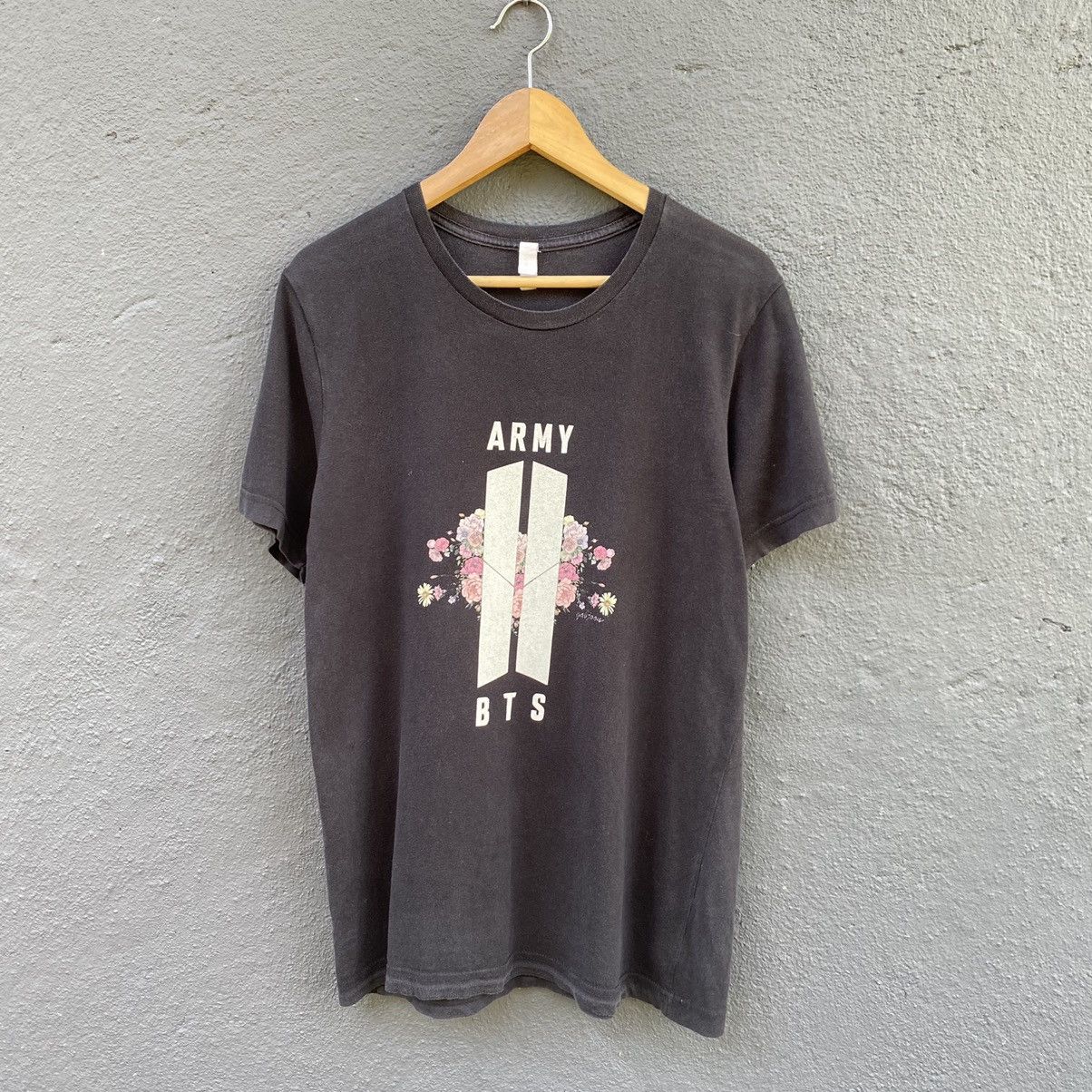 image of Band Tees Thrashed Faded Bts Army Kpop Boy Band Tee in Black, Men's (Size Medium)