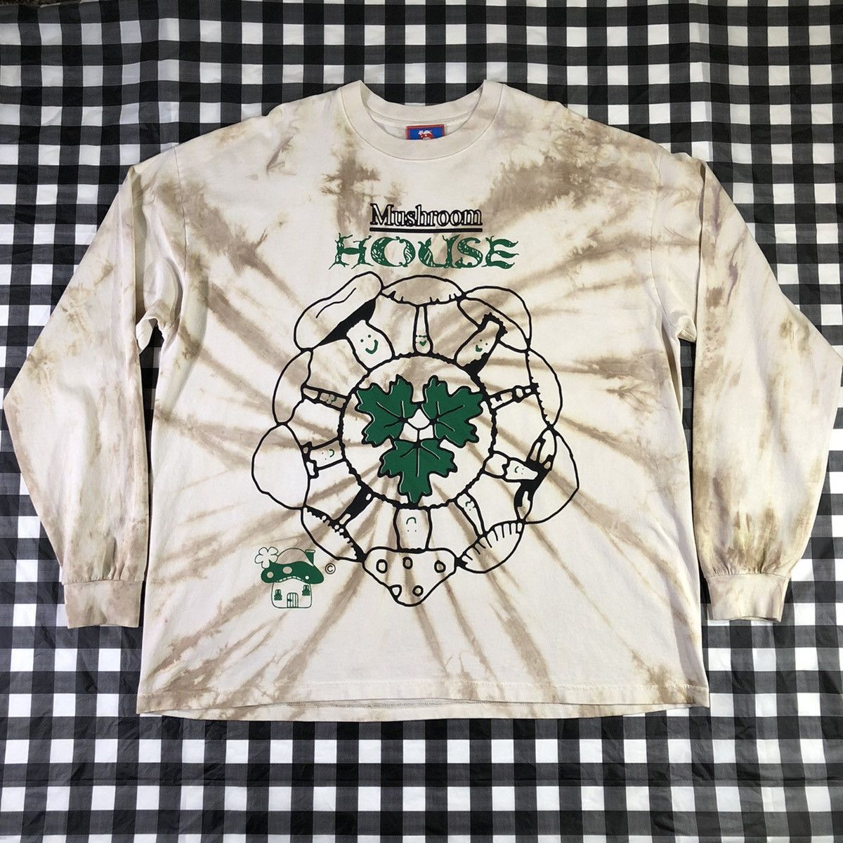 Image of Online Ceramics Mushroom House Have Fungi Mandala L/s Tee in Tie Dye, Men's (Size 2XL)