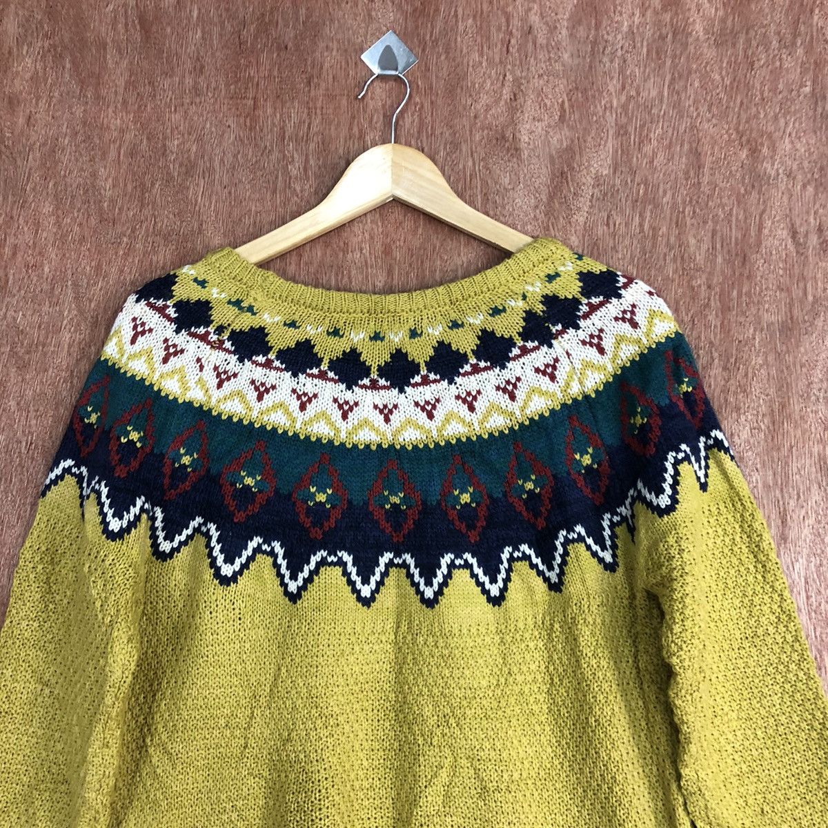 Japanese Brand Iniey Japan Navajo Mustard Knitwear #c867 Size US M / EU 48-50 / 2 - 12 Thumbnail