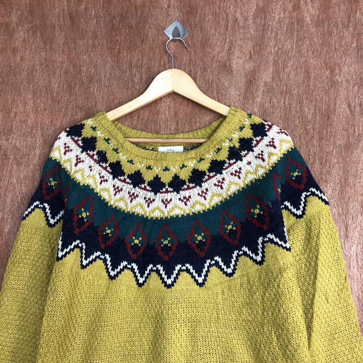 Japanese Brand Iniey Japan Navajo Mustard Knitwear #c867 Size US M / EU 48-50 / 2 - 9 Thumbnail