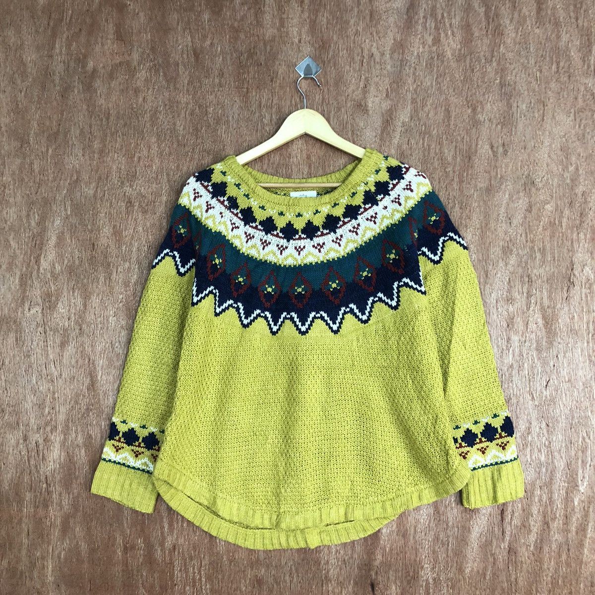 Japanese Brand Iniey Japan Navajo Mustard Knitwear #c867 Size US M / EU 48-50 / 2 - 1 Thumbnail