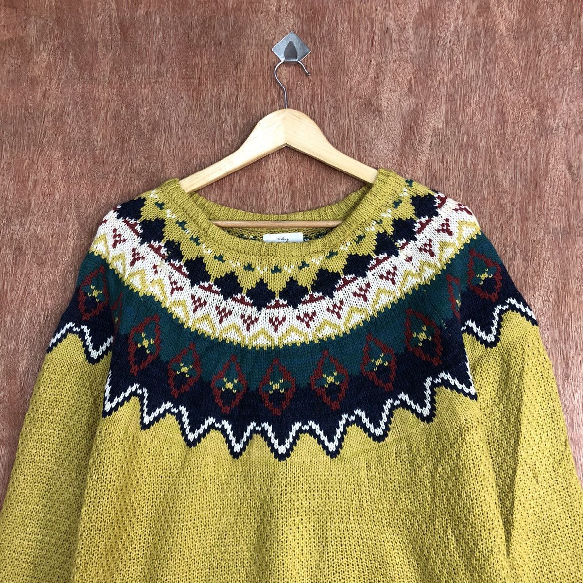Japanese Brand Iniey Japan Navajo Mustard Knitwear #c867 Size US M / EU 48-50 / 2 - 2 Thumbnail