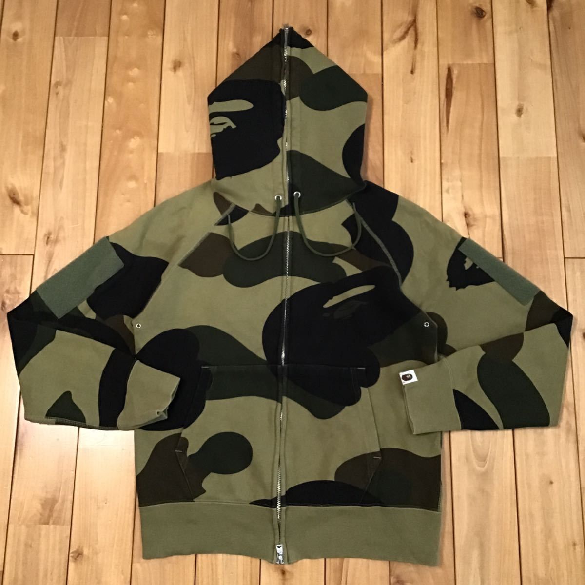 image of Bape Giant 1St Camo Green Full Zip Hoodie, Men's (Size Small)