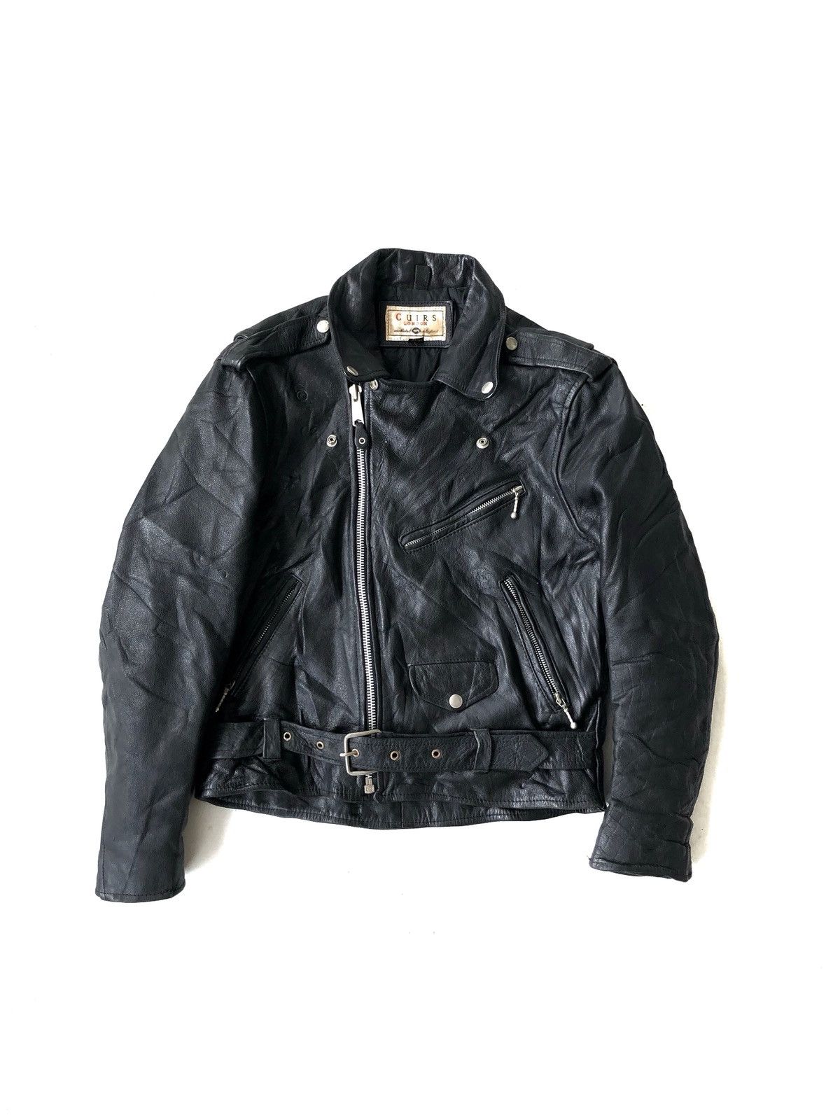 Genuine Leather Cuirs 🇬🇧 Futter Leather Horsehide Double Collar Biker Jacket Size US M / EU 48-50 / 2 - 2 Thumbnail
