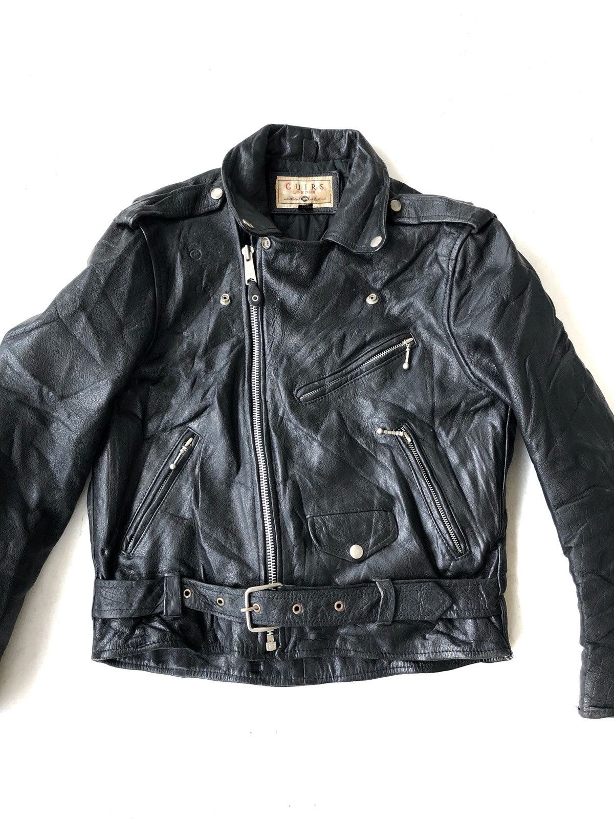 Genuine Leather Cuirs 🇬🇧 Futter Leather Horsehide Double Collar Biker Jacket Size US M / EU 48-50 / 2 - 3 Thumbnail
