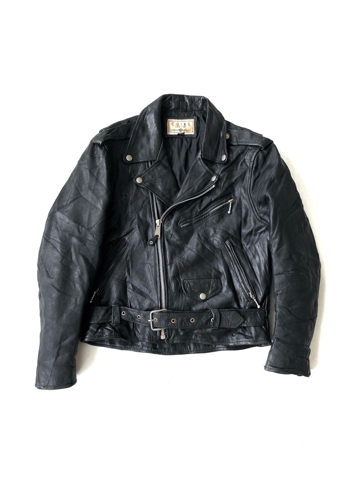 Genuine Leather Cuirs 🇬🇧 Futter Leather Horsehide Double Collar Biker Jacket Size US M / EU 48-50 / 2 - 1 Thumbnail