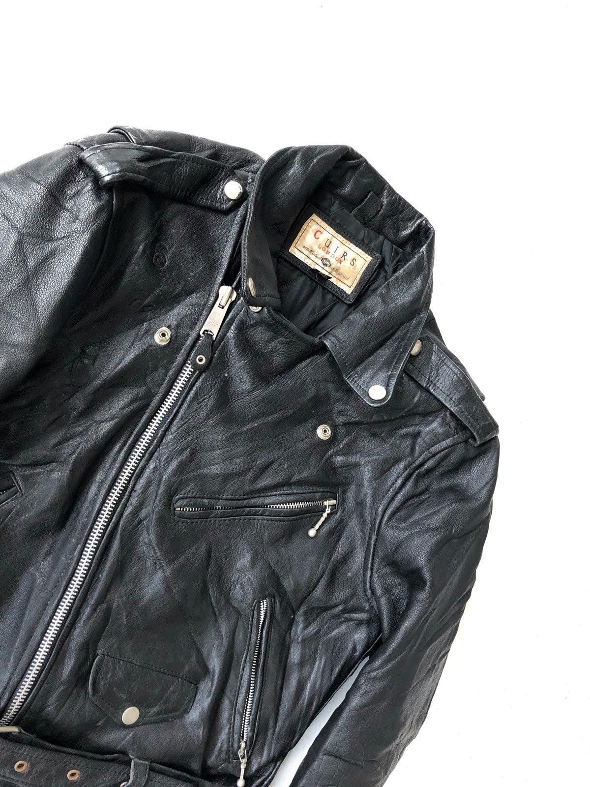 Genuine Leather Cuirs 🇬🇧 Futter Leather Horsehide Double Collar Biker Jacket Size US M / EU 48-50 / 2 - 4 Thumbnail