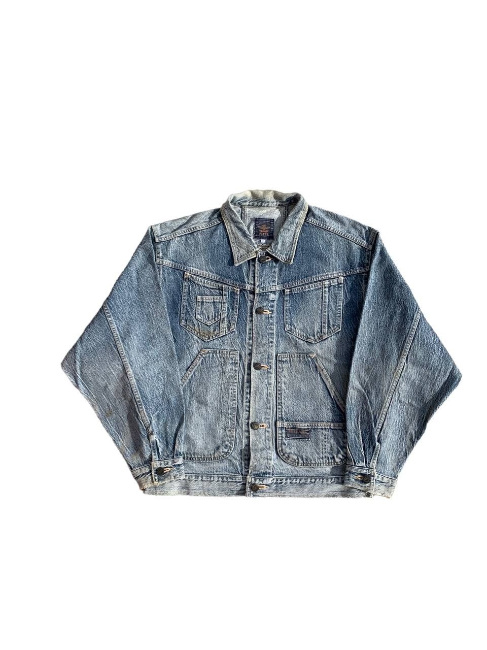 Japanese Brand Fittz Multipocket Stone Washed Denim Jacket Light Distressed Size US M / EU 48-50 / 2 - 1 Thumbnail
