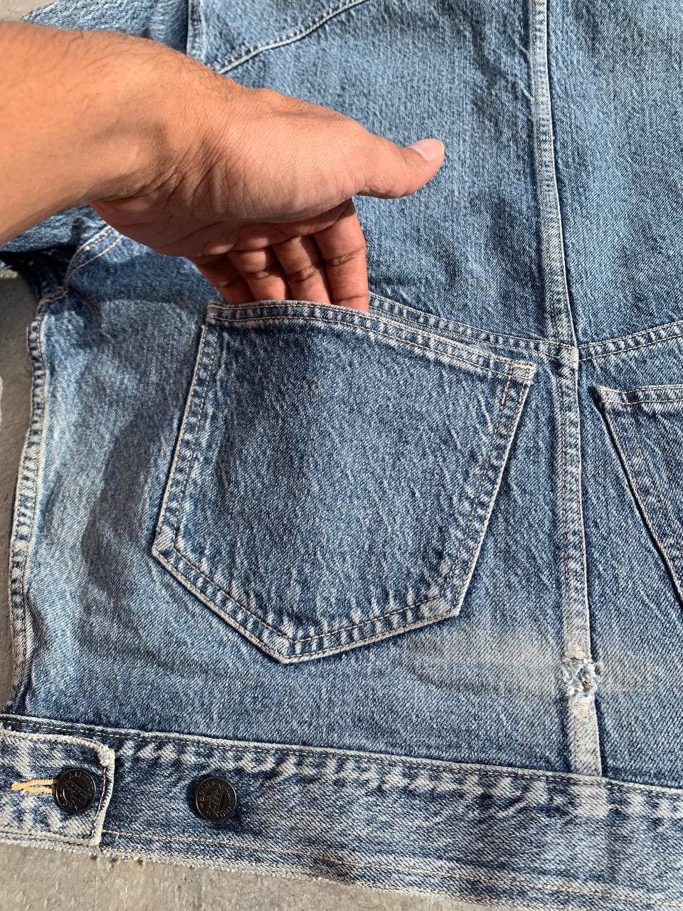 Japanese Brand Fittz Multipocket Stone Washed Denim Jacket Light Distressed Size US M / EU 48-50 / 2 - 12 Thumbnail