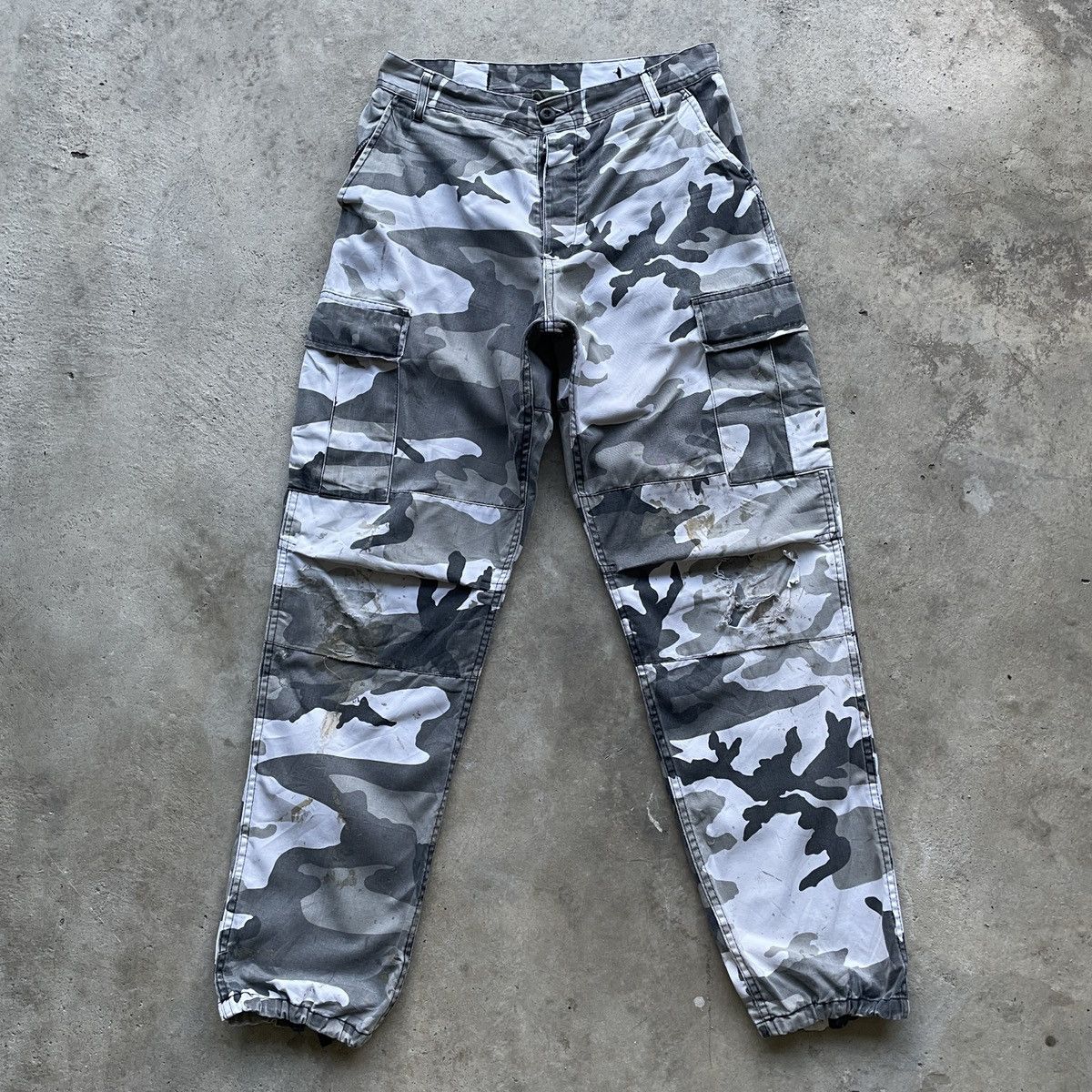 Vintage Camo Faded Double Knee Multipocket Cargo Combat Pant