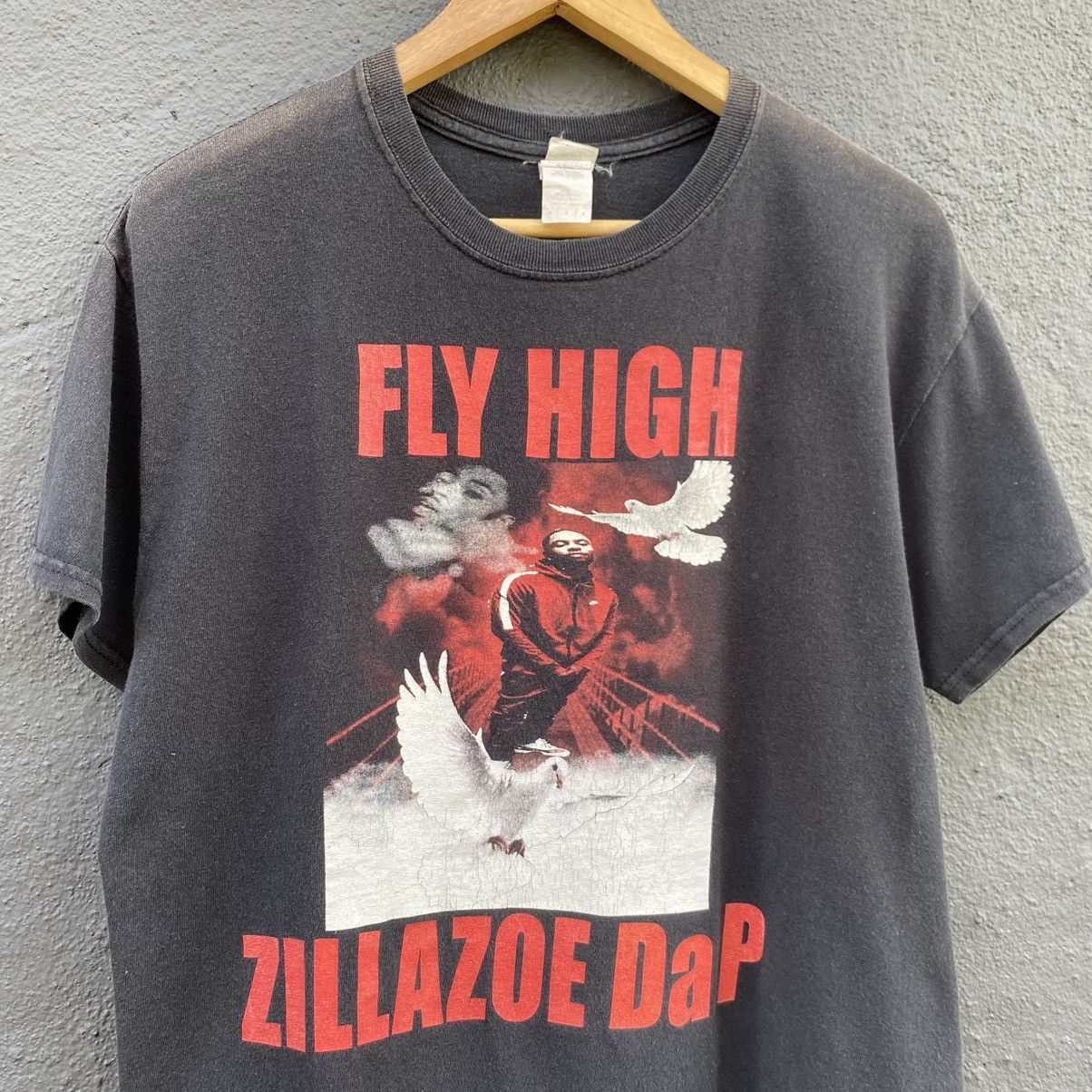 image of Rap Tees Thrashed Faded Fly High Zillazoe Da P Big Homie Zoe Rap Tee in Black, Men's (Size Medium)