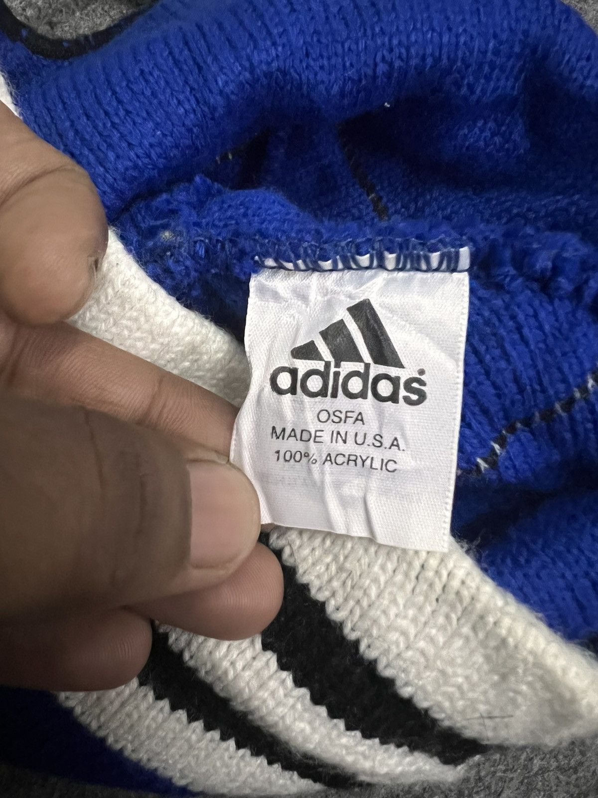 Adidas SICK🔥RARE🔥HALF Balaclava Vintage Adidas 3 stripe USA Made Size ONE SIZE - 4 Thumbnail