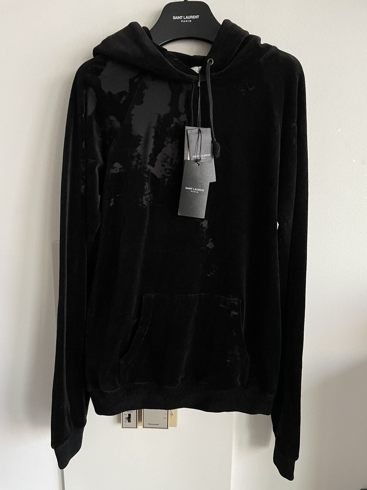 Hedi Slimane × Saint Laurent Paris × Yves Saint Laurent Rare Limited Edition Runway Velvet Hoodie Ripped Distressed Size US M / EU 48-50 / 2 - 24 Thumbnail