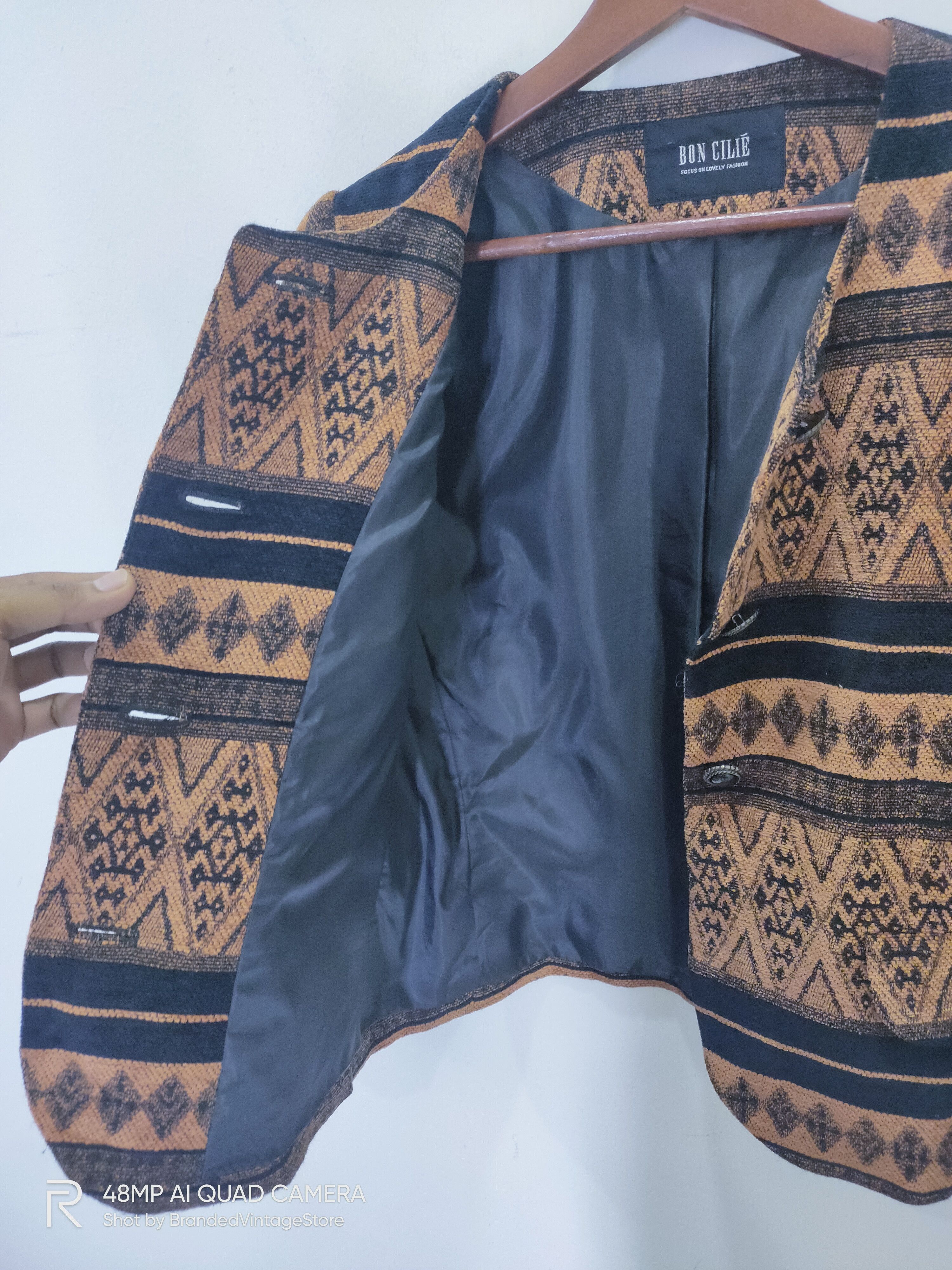Japanese Brand Rare BON CILIE Traditional Handcrafted Fair Isle Art Jacket Size M / US 6-8 / IT 42-44 - 10 Thumbnail