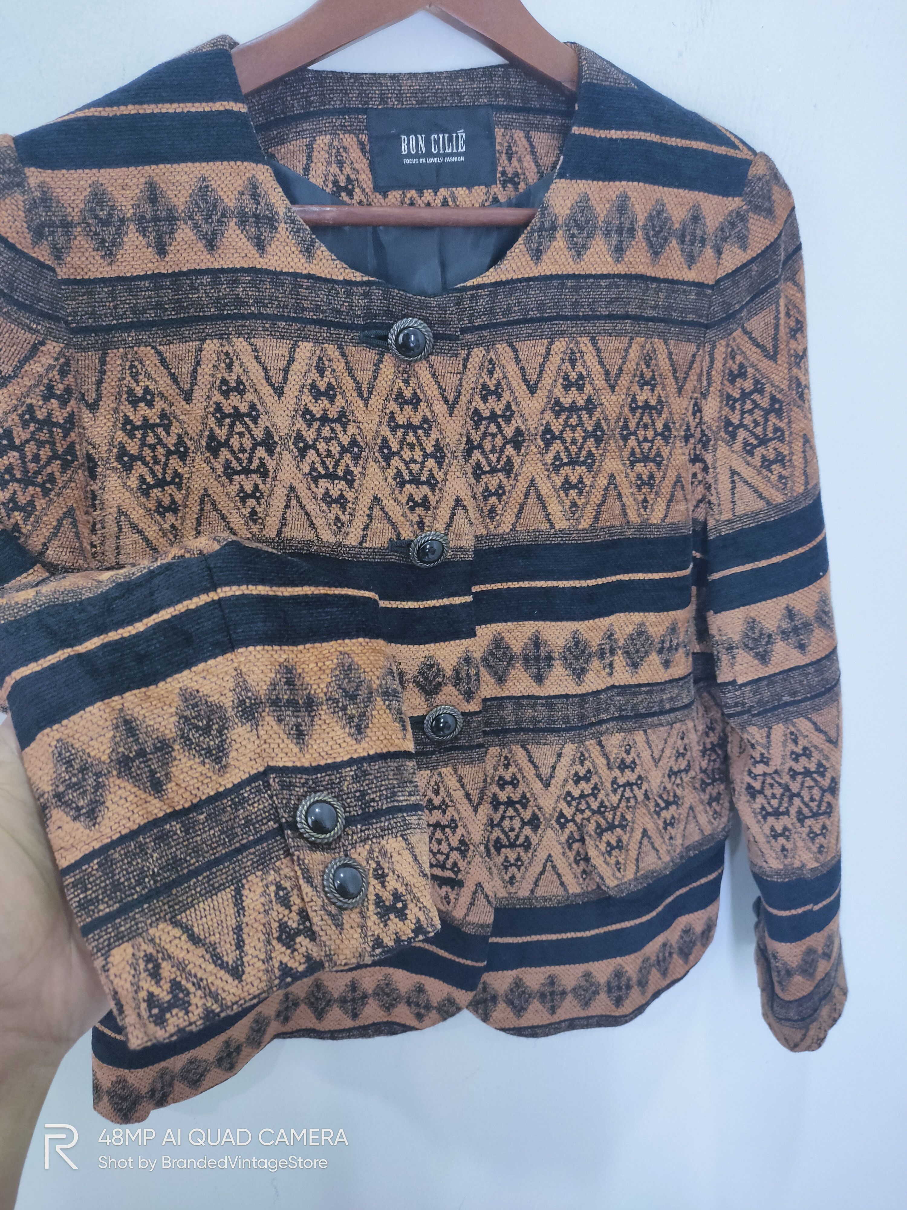 Japanese Brand Rare BON CILIE Traditional Handcrafted Fair Isle Art Jacket Size M / US 6-8 / IT 42-44 - 4 Thumbnail