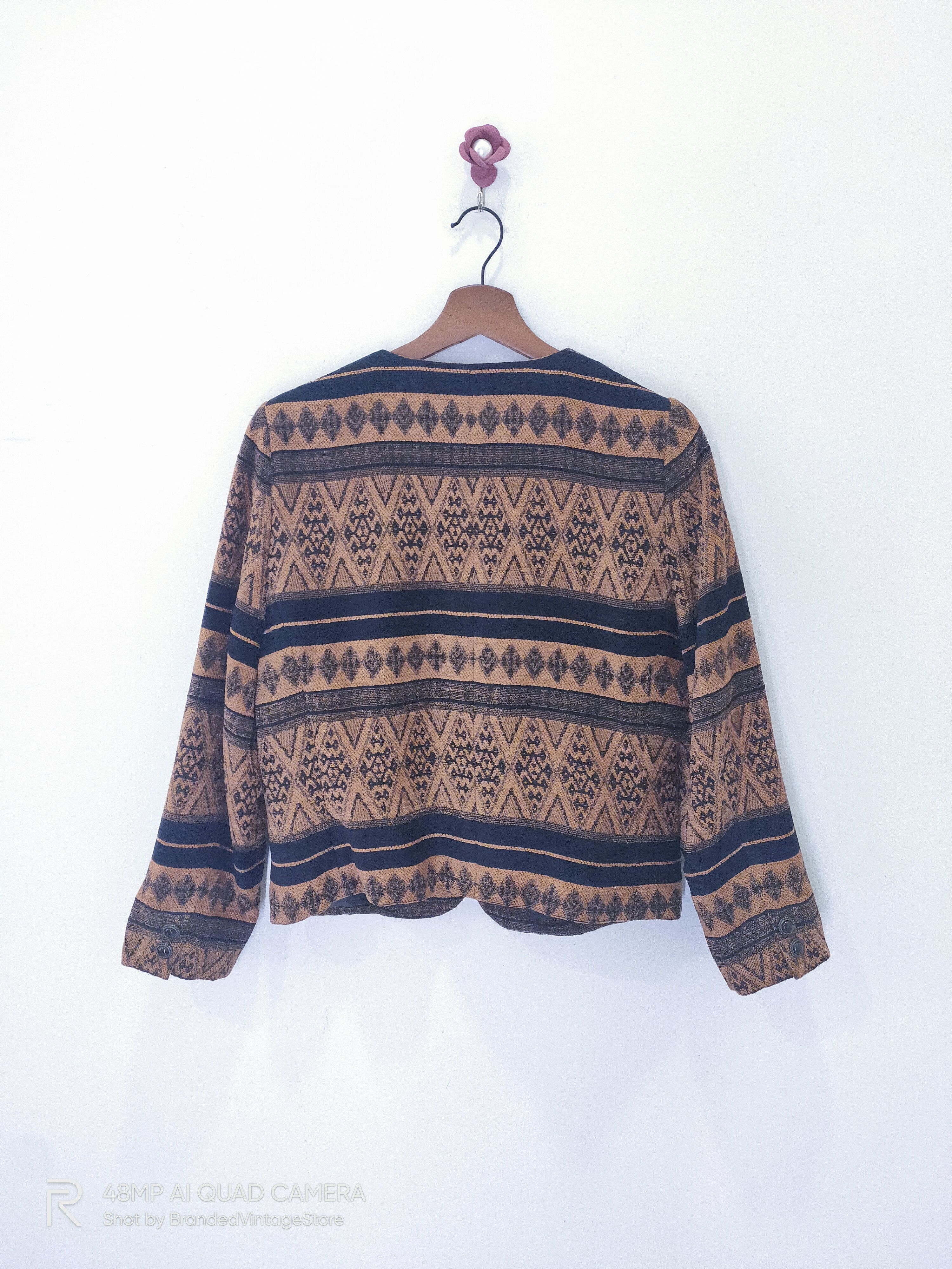 Japanese Brand Rare BON CILIE Traditional Handcrafted Fair Isle Art Jacket Size M / US 6-8 / IT 42-44 - 3 Thumbnail