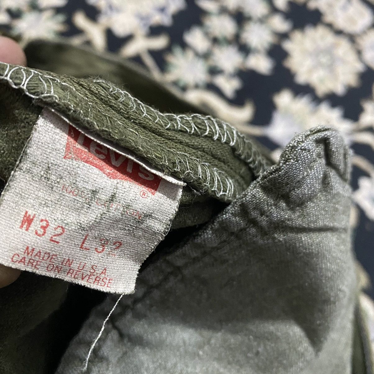 Levi's Vintage 80s Levis 501 Olive Green Faded Jeans 31x28 Size US 31 - 15 Thumbnail