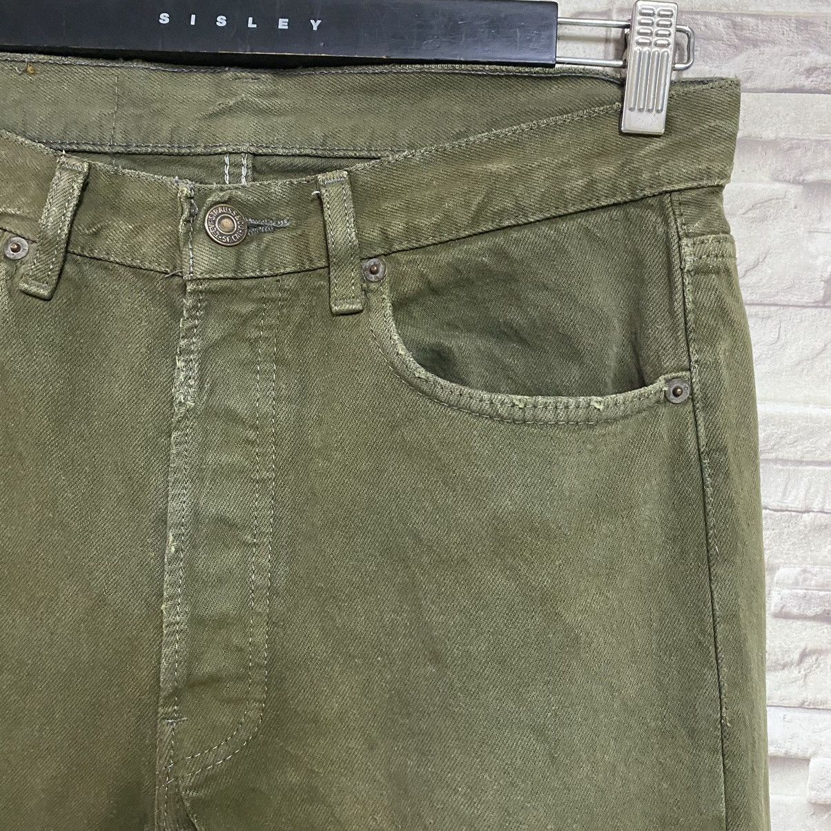 Levi's Vintage 80s Levis 501 Olive Green Faded Jeans 31x28 Size US 31 - 7 Thumbnail