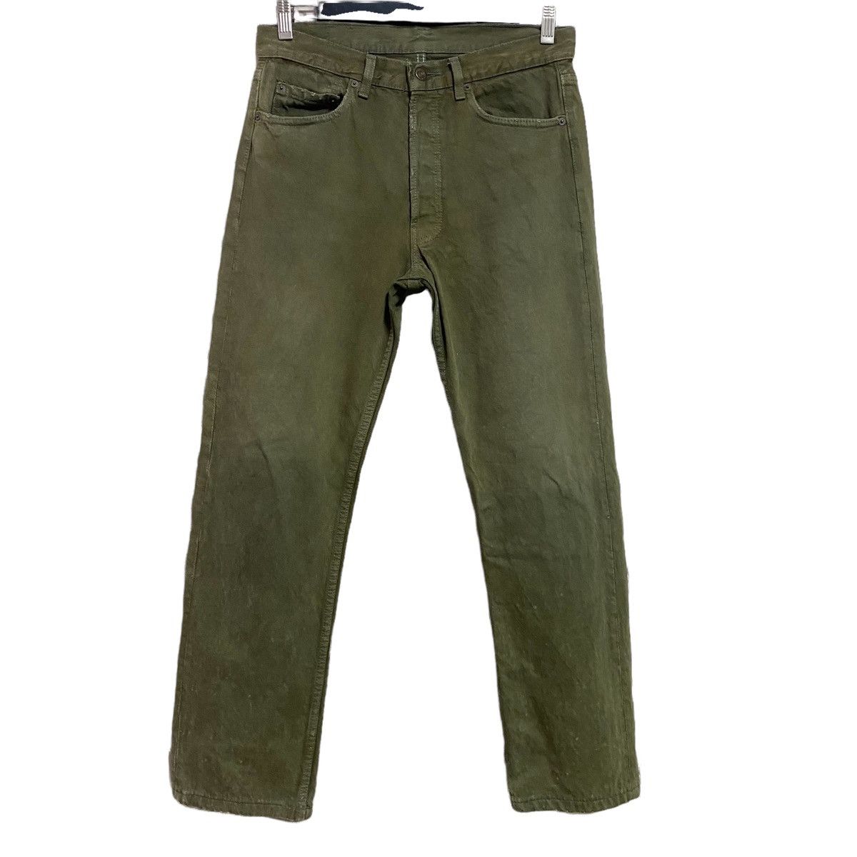 Levi's Vintage 80s Levis 501 Olive Green Faded Jeans 31x28 Size US 31 - 1 Thumbnail