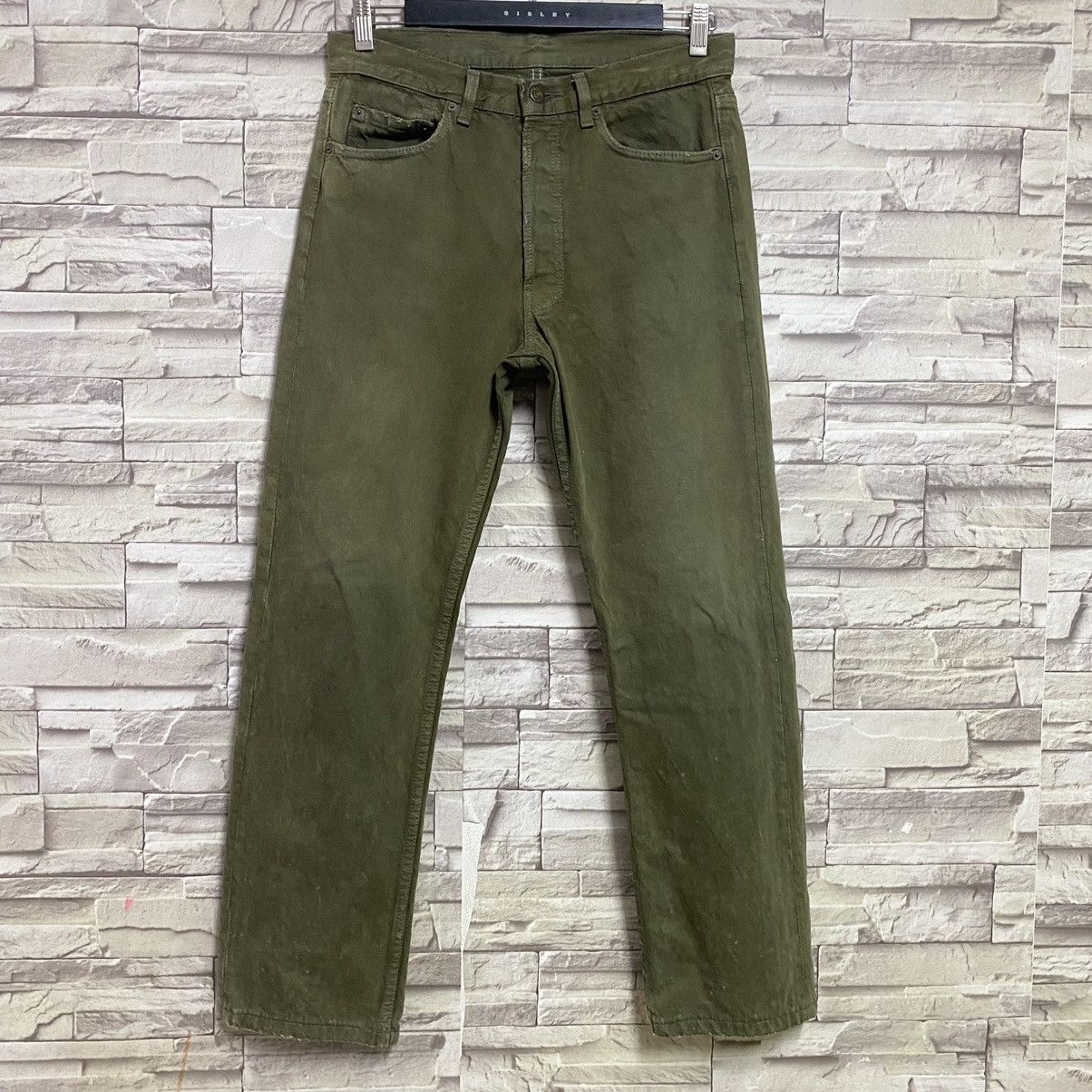 Levi's Vintage 80s Levis 501 Olive Green Faded Jeans 31x28 Size US 31 - 3 Thumbnail