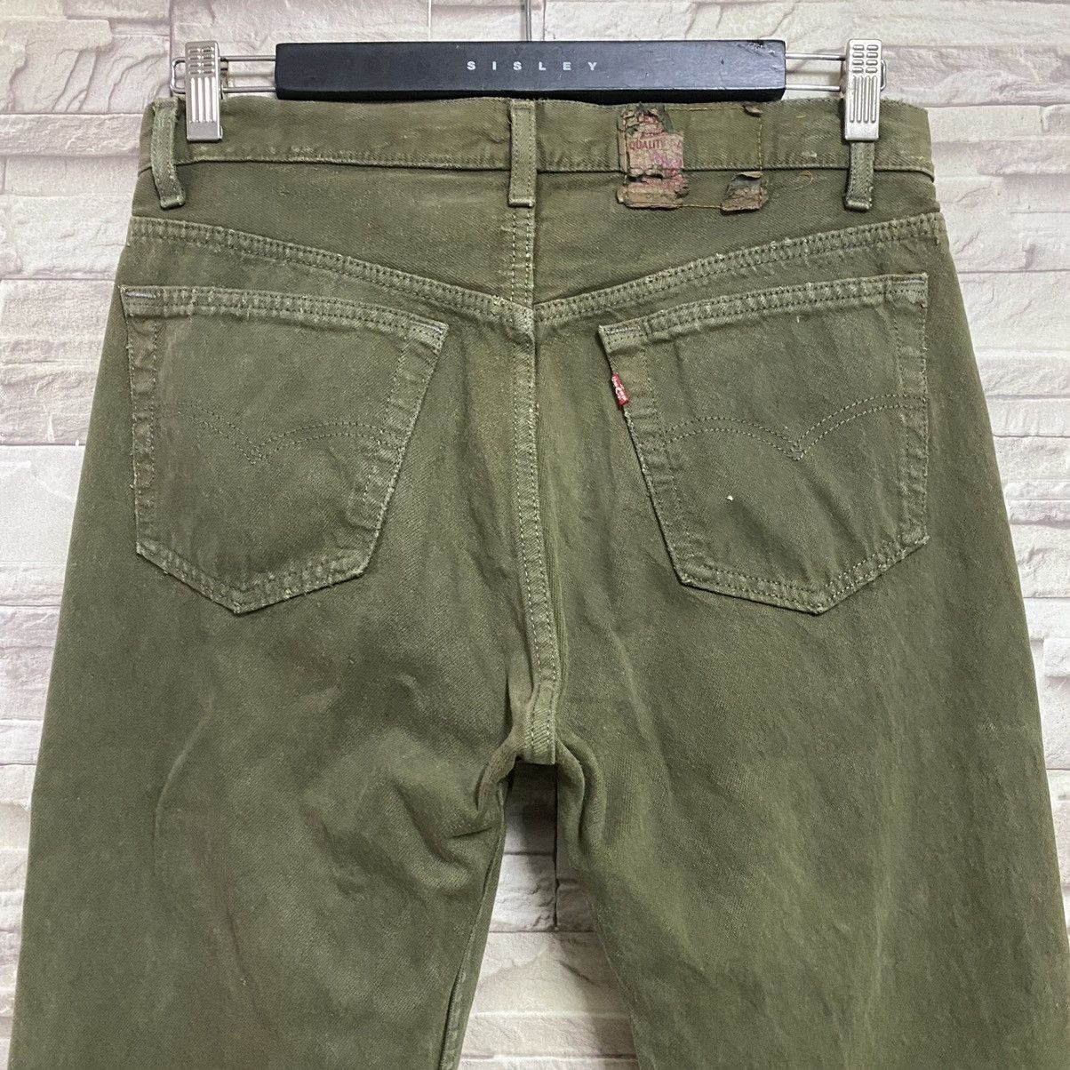 Levi's Vintage 80s Levis 501 Olive Green Faded Jeans 31x28 Size US 31 - 9 Thumbnail