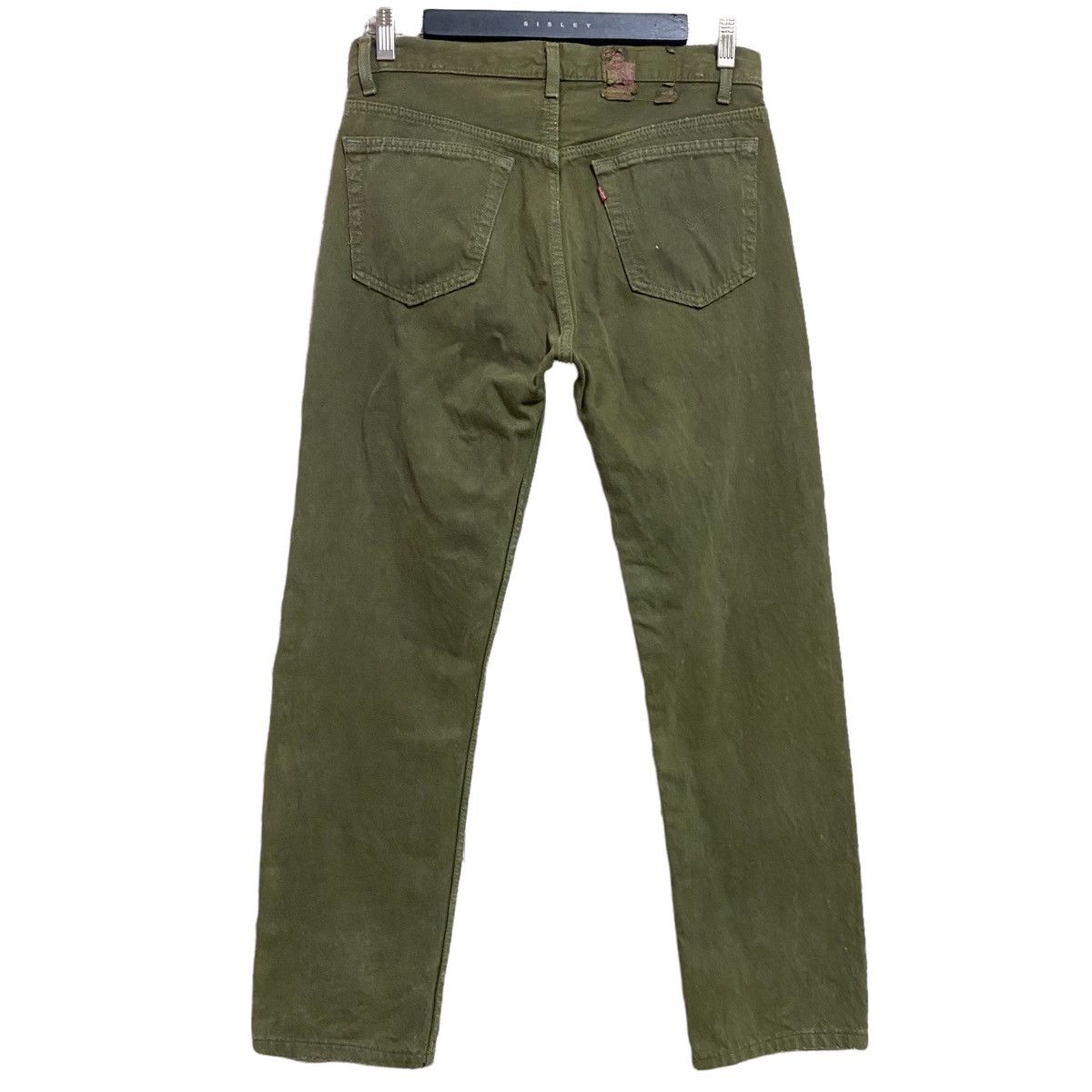 Levi's Vintage 80s Levis 501 Olive Green Faded Jeans 31x28 Size US 31 - 2 Thumbnail