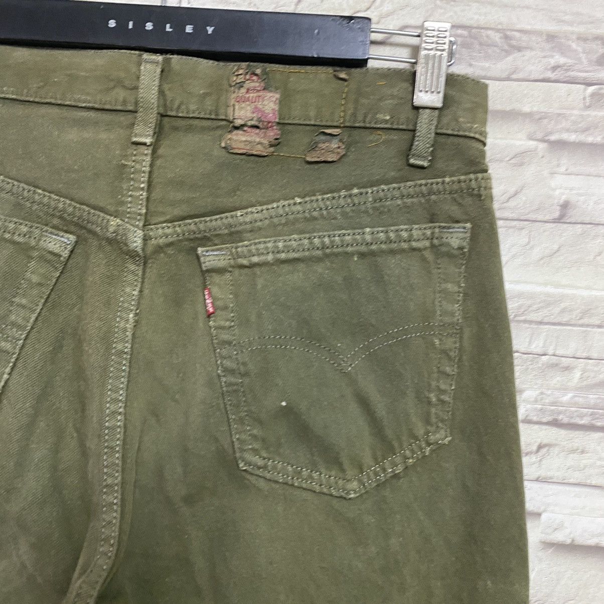 Levi's Vintage 80s Levis 501 Olive Green Faded Jeans 31x28 Size US 31 - 11 Thumbnail