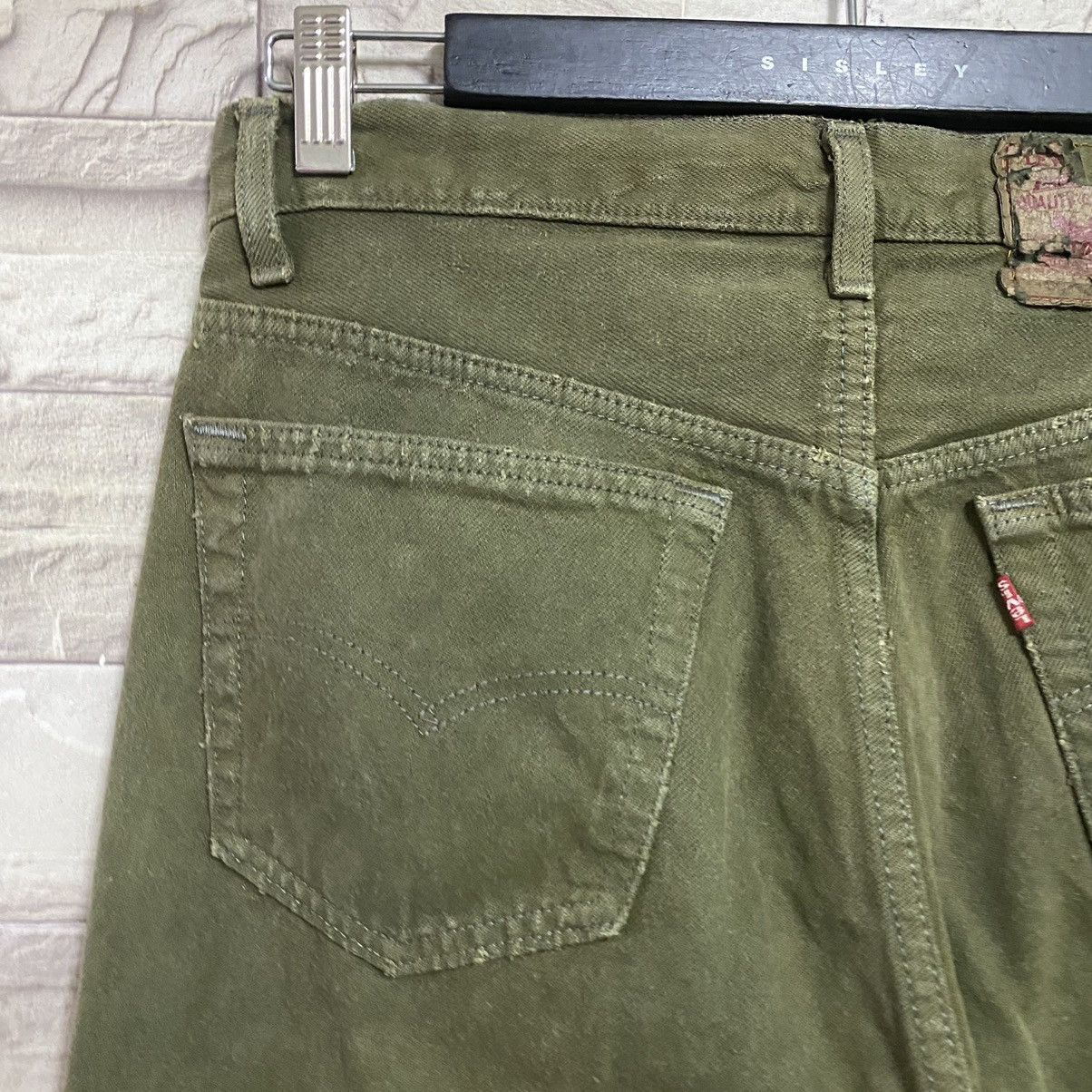 Levi's Vintage 80s Levis 501 Olive Green Faded Jeans 31x28 Size US 31 - 12 Thumbnail