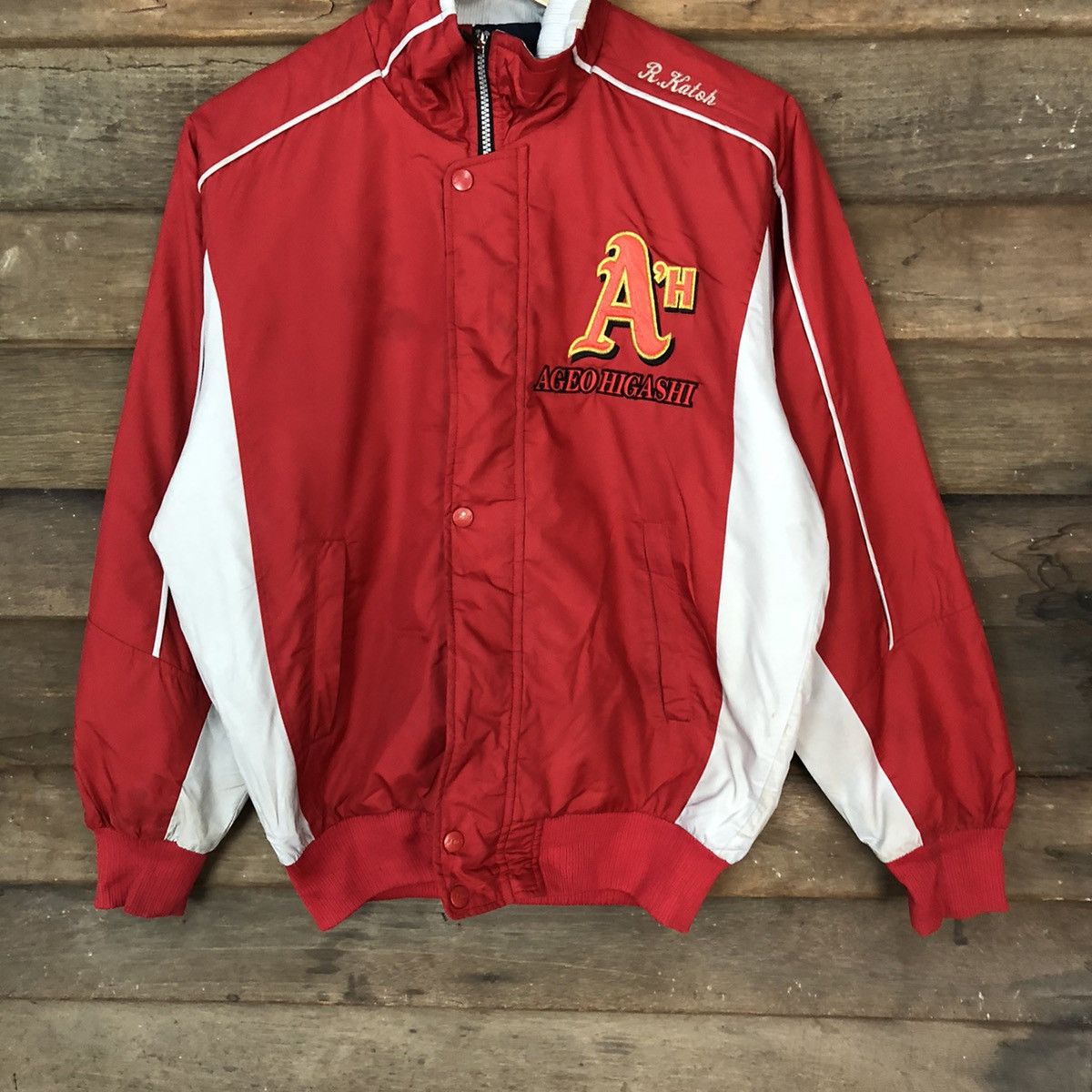 Asics × Japanese Brand × Vintage Asics Red baseball japan team vintage sweater Jacket #5703 Size US M / EU 48-50 / 2 - 3 Thumbnail