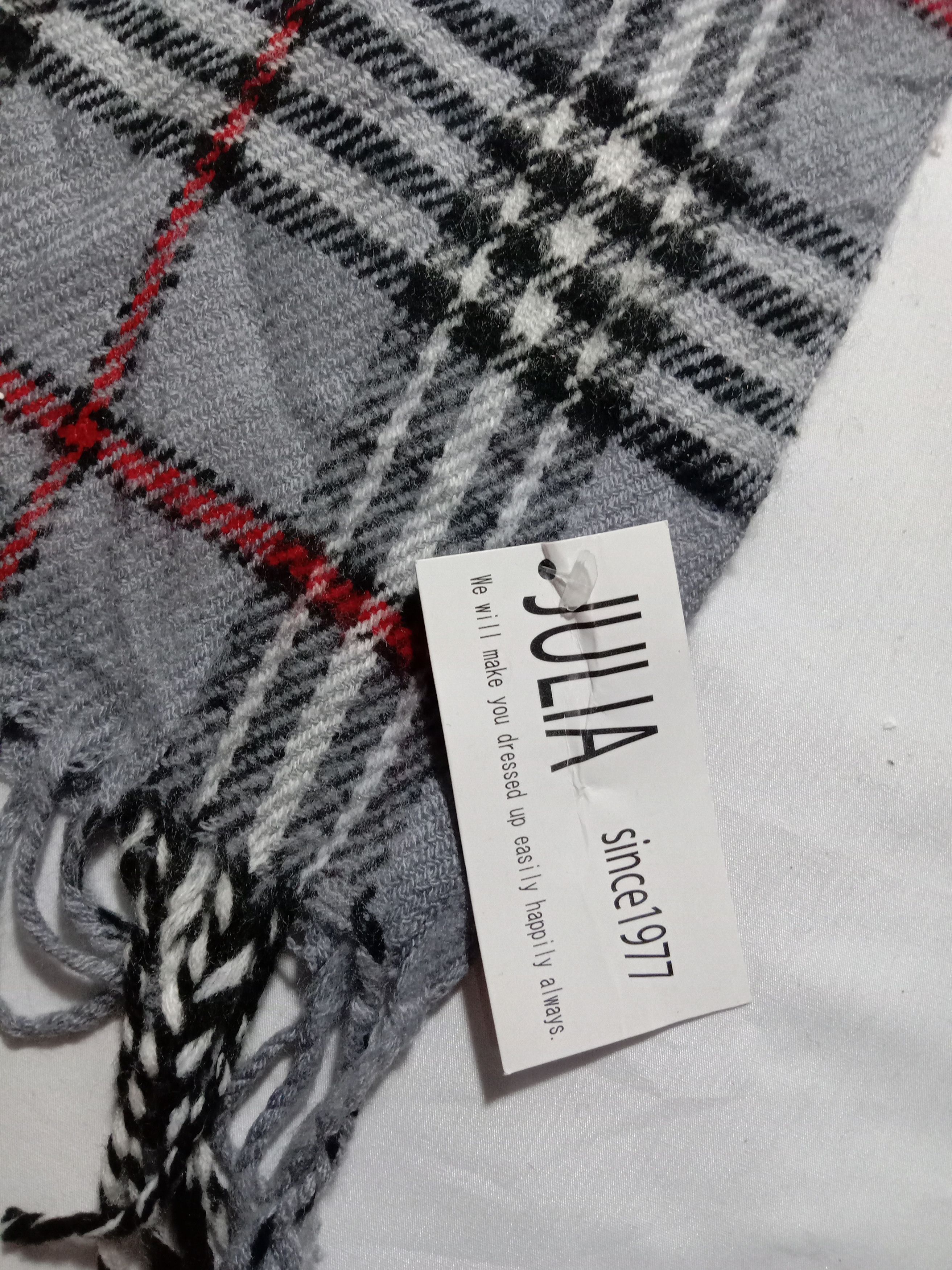 Designer Julia Muffler/Scarf Gray Color Plaid Check Nova Design Size ONE SIZE - 5 Thumbnail