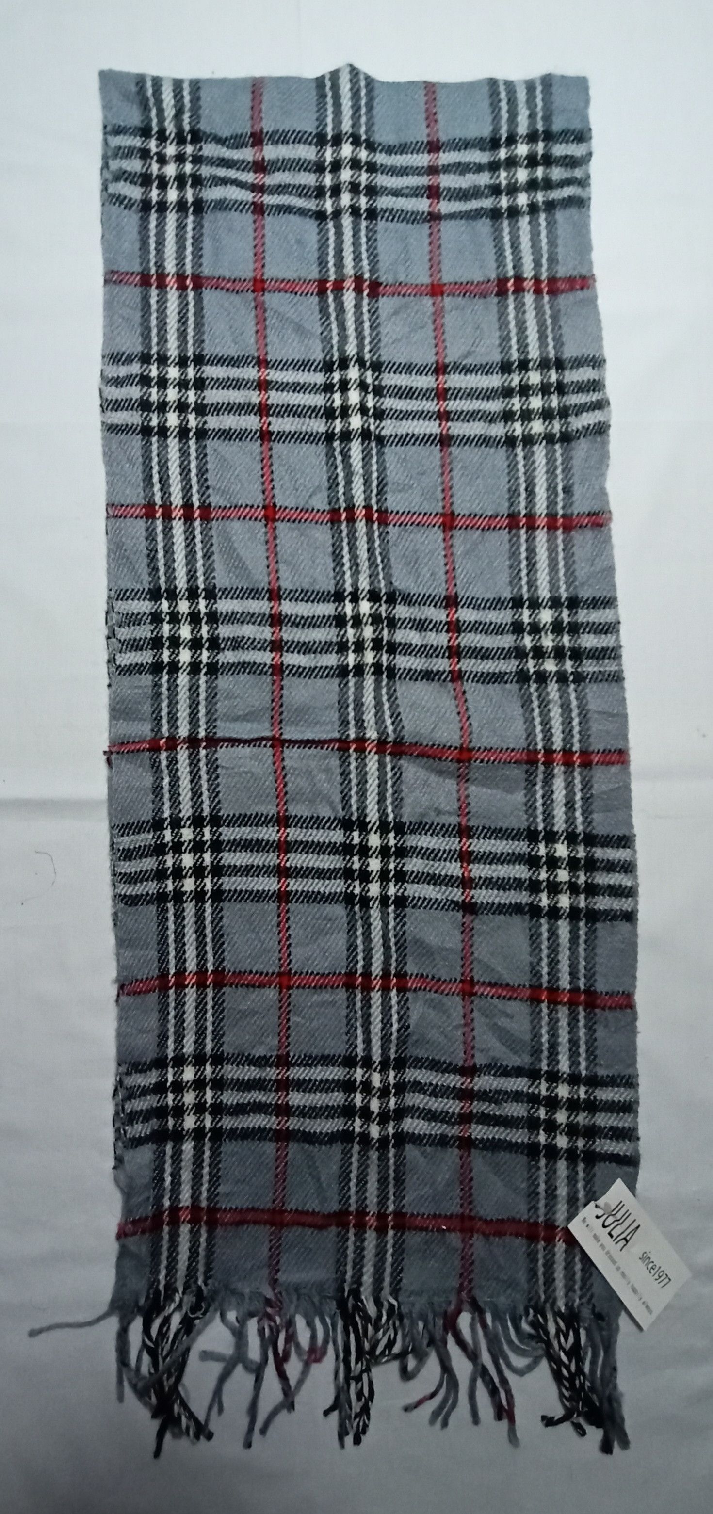 Designer Julia Muffler/Scarf Gray Color Plaid Check Nova Design Size ONE SIZE - 1 Thumbnail